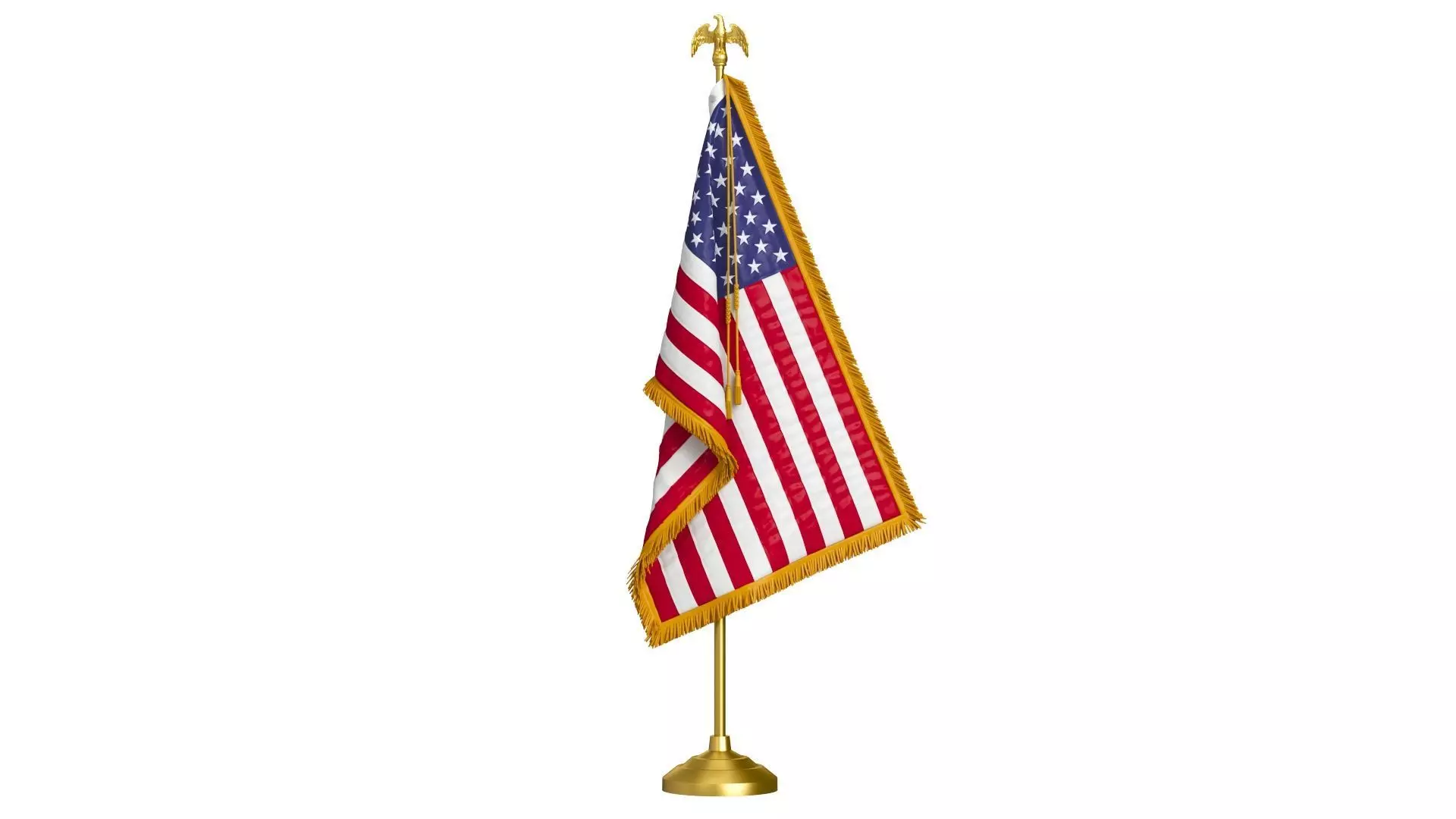 American Table Flag with Pole Eagle Topper 3D model_0