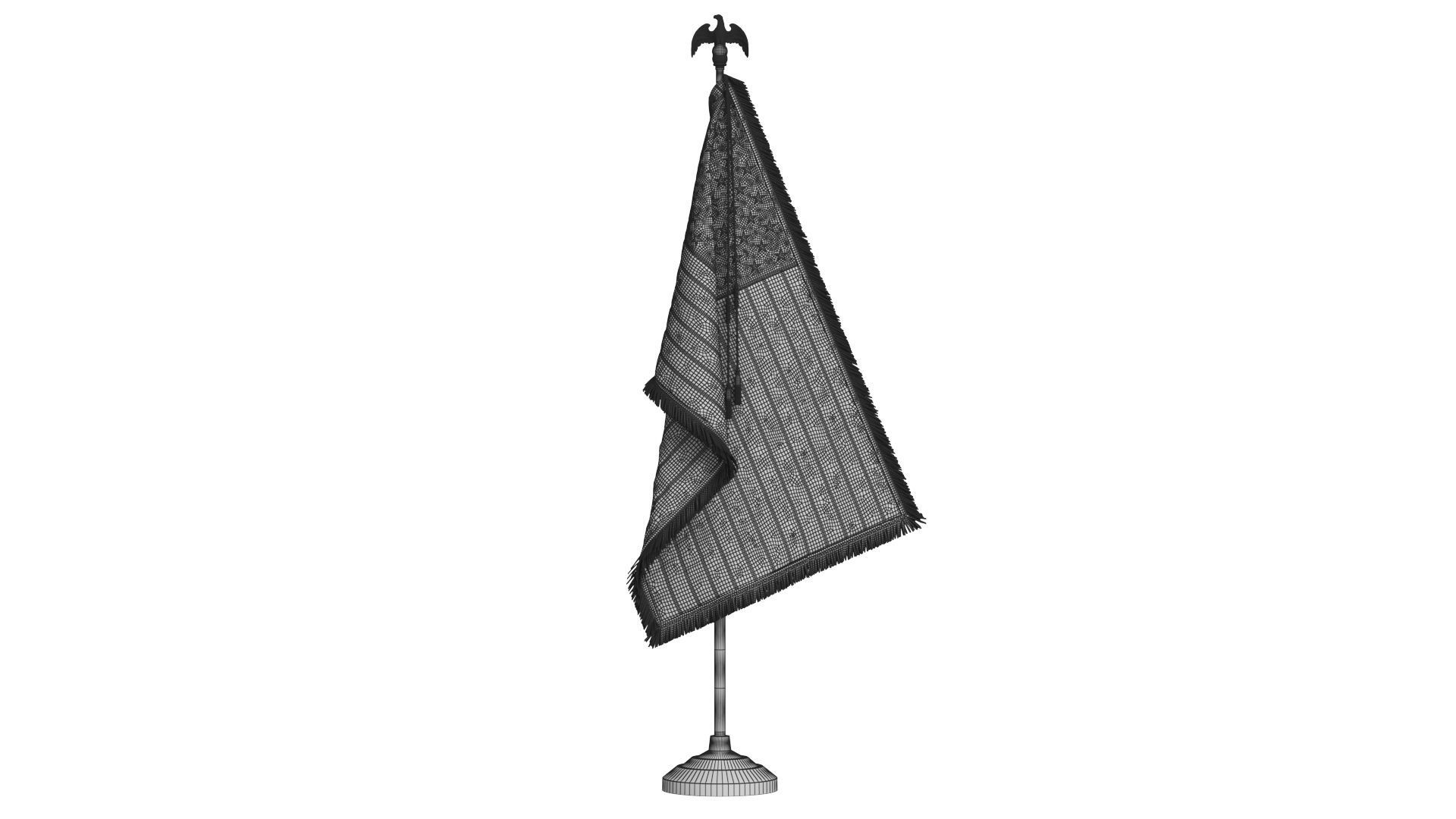 American Table Flag with Pole Eagle Topper 3D model_8