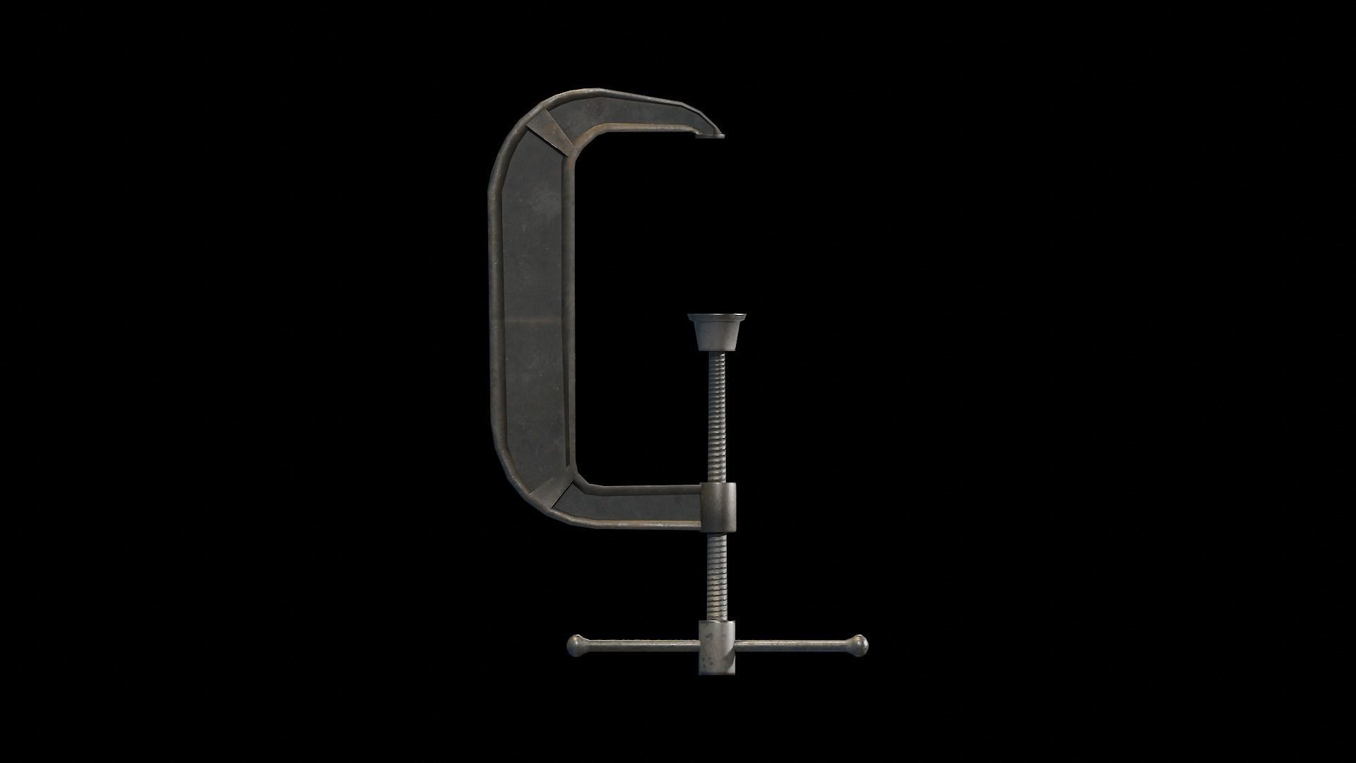 C-Clamp Metallic Clamp  Low-poly 3D model_4