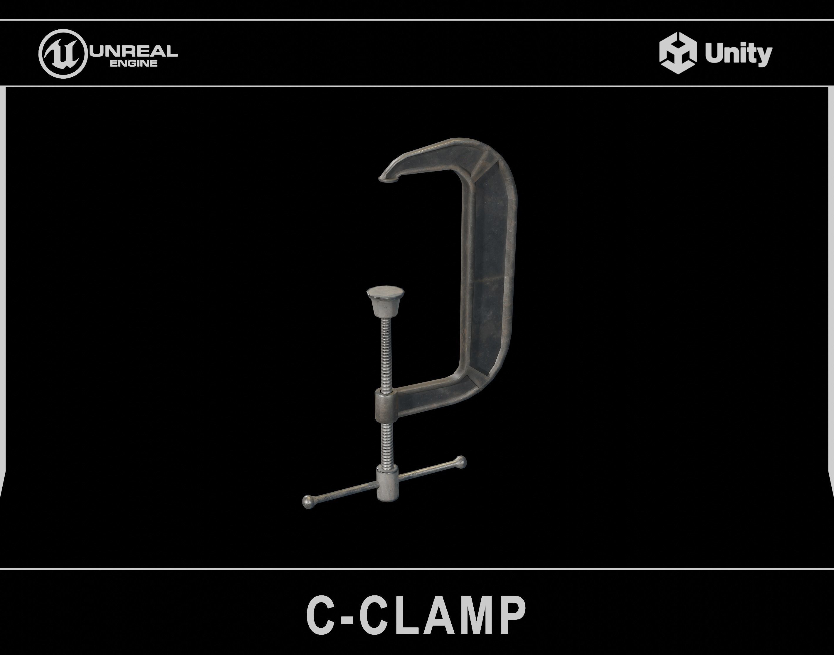 C-Clamp Metallic Clamp  Low-poly 3D model_0
