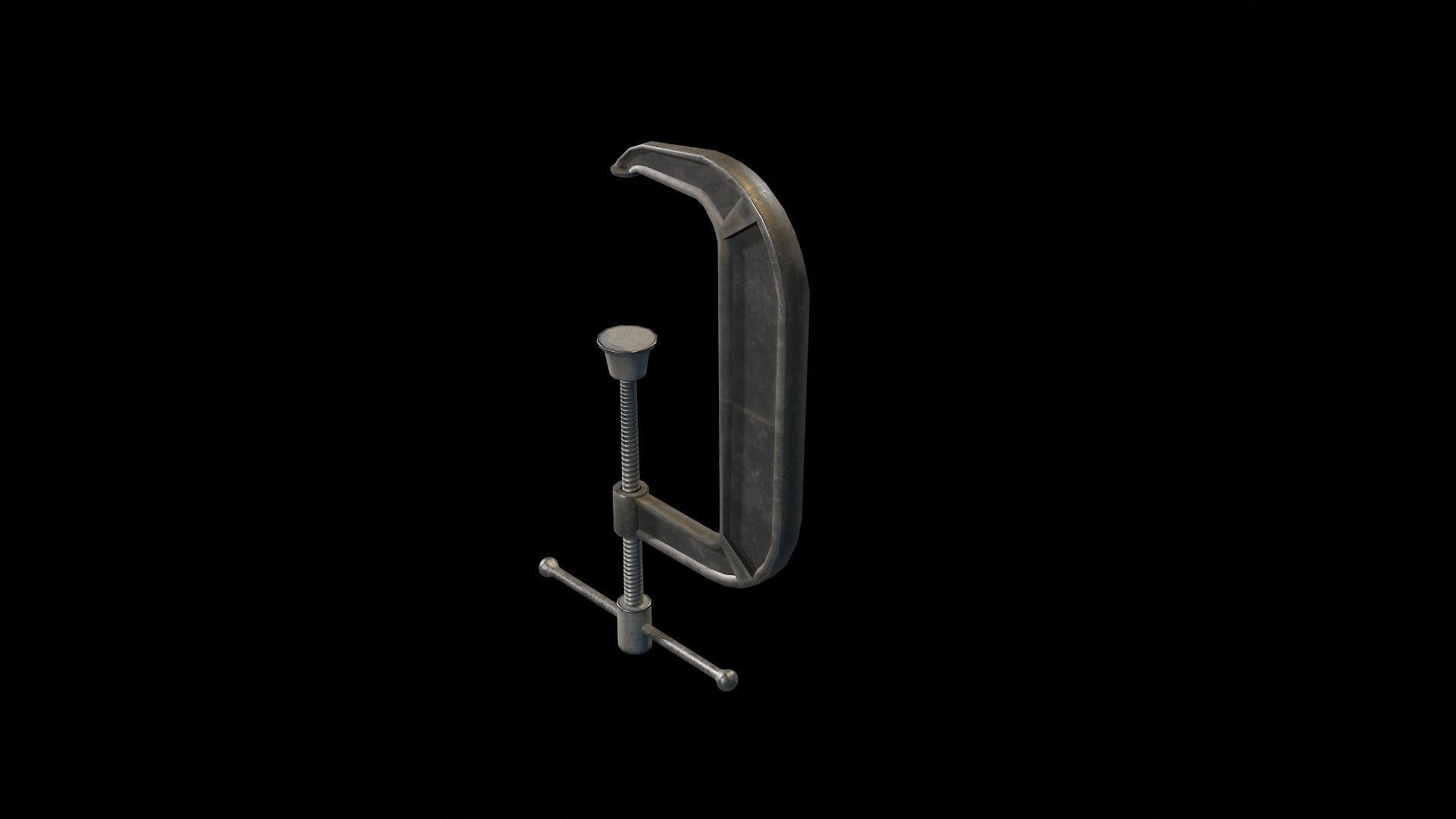 C-Clamp Metallic Clamp  Low-poly 3D model_1