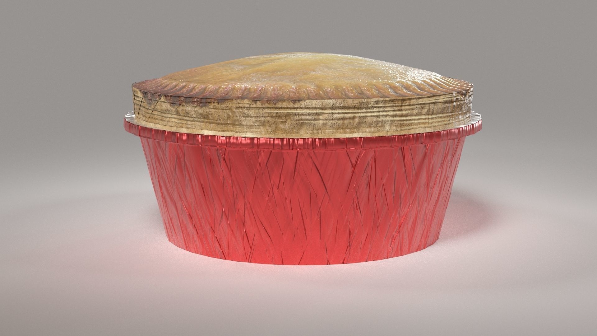 Pie in foil  Low-poly 3D model_3