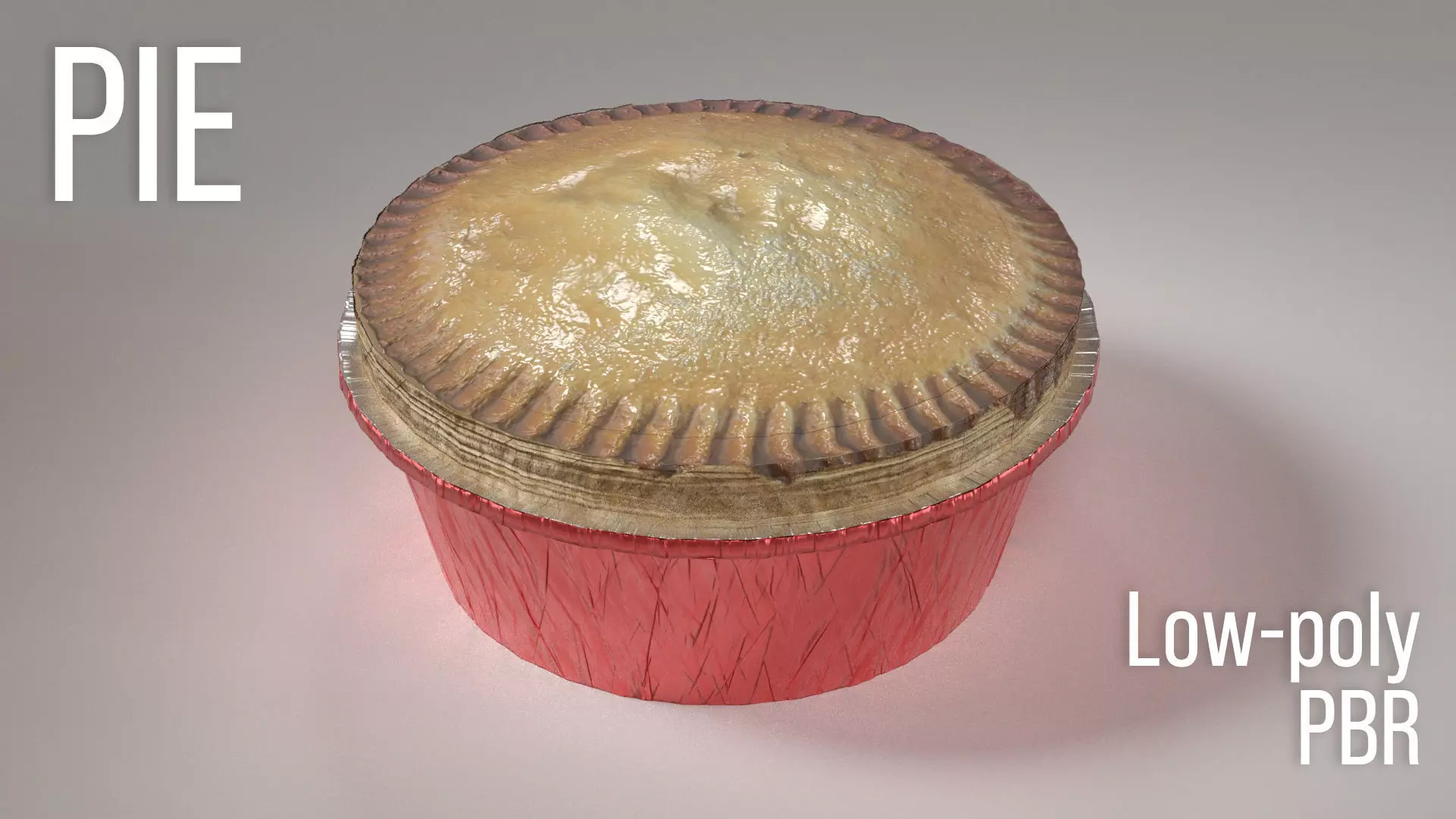 Pie in foil  Low-poly 3D model_0