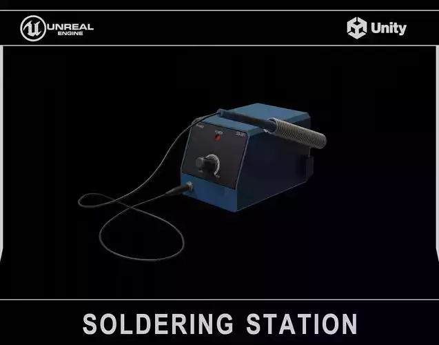 Solderin Station Tool with Cable Low-poly 3D model
