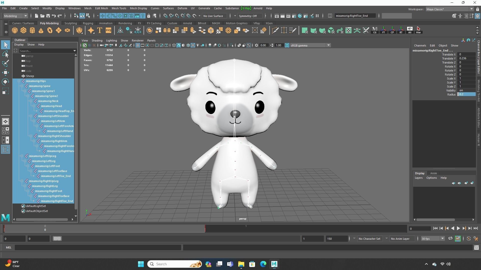 Sheep low poly animated v001 3d model Low-poly 3D model_3