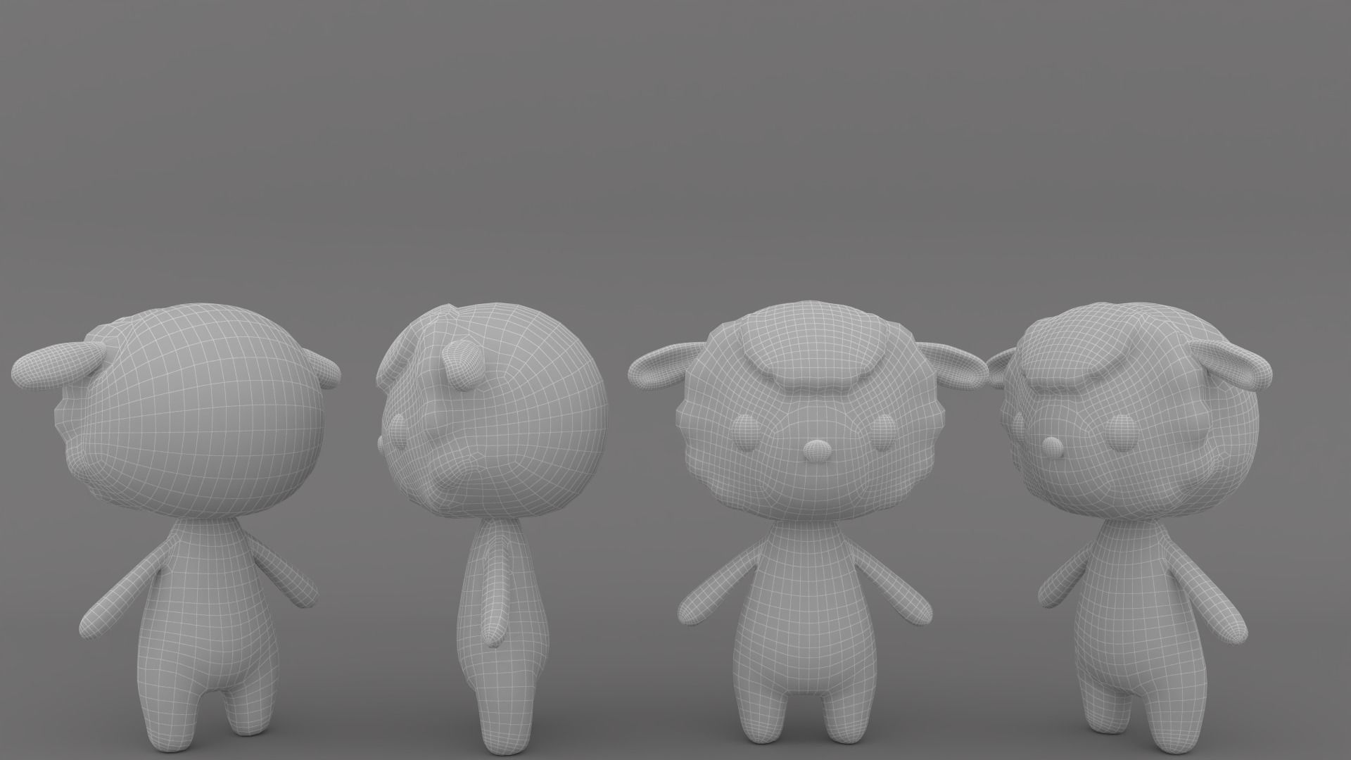 Sheep low poly animated v001 3d model Low-poly 3D model_4