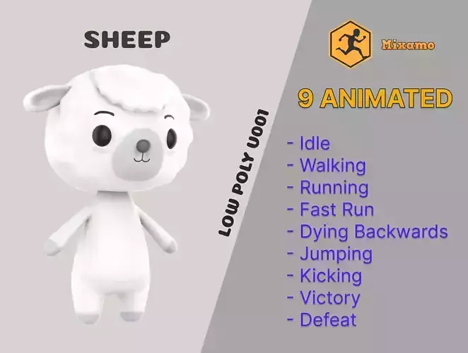 Sheep low poly animated v001 3d model Low-poly 3D model Sheep low poly animated v001 3d model Low-poly 3D model