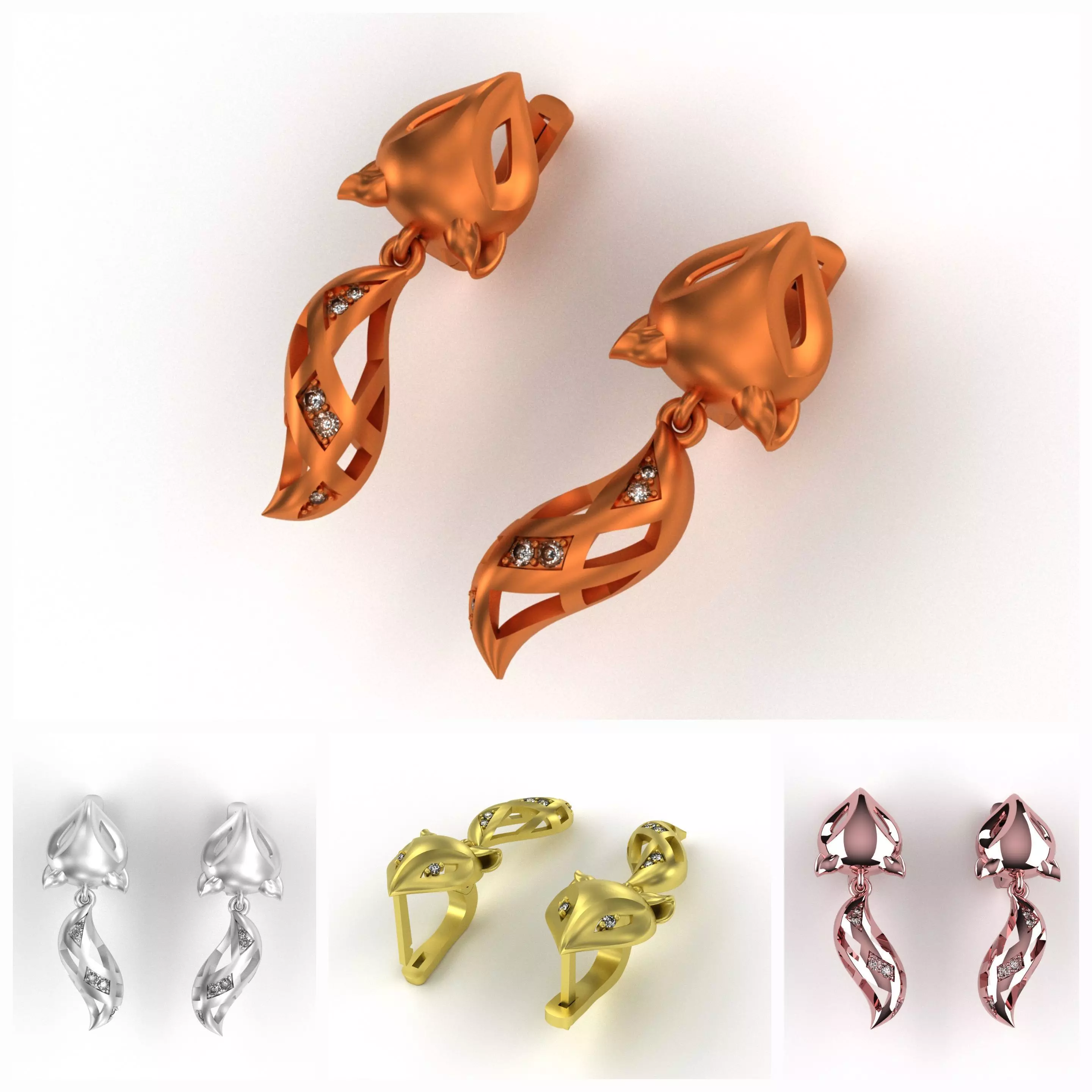 Fox Earrings 3D print model