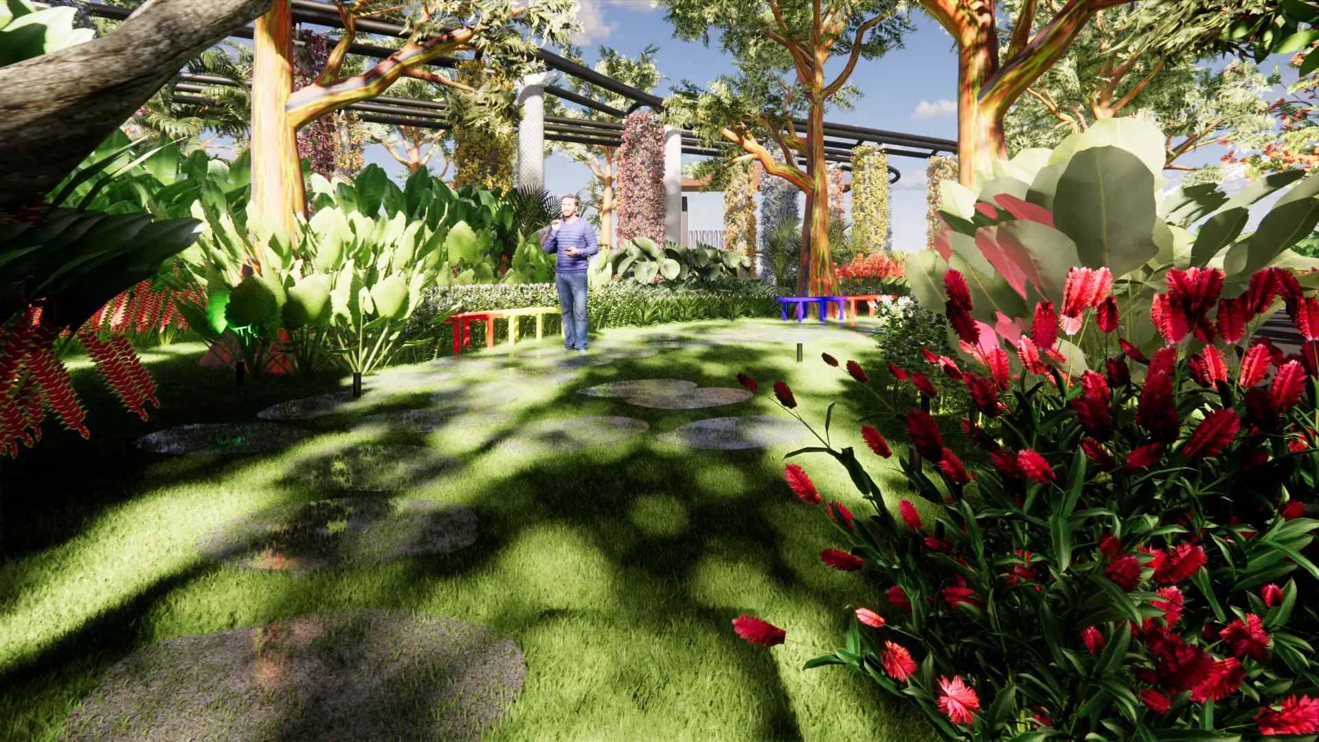 alpinia purpurata tropical plants Low-poly 3D model