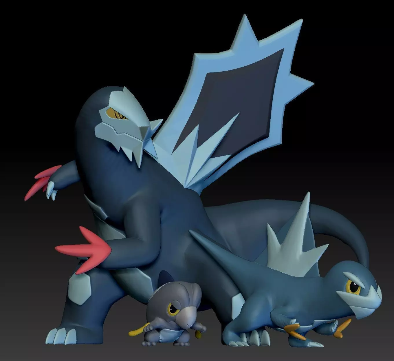 Pokemon Frigibax Arctibax Baxcalibur 3D print model_0