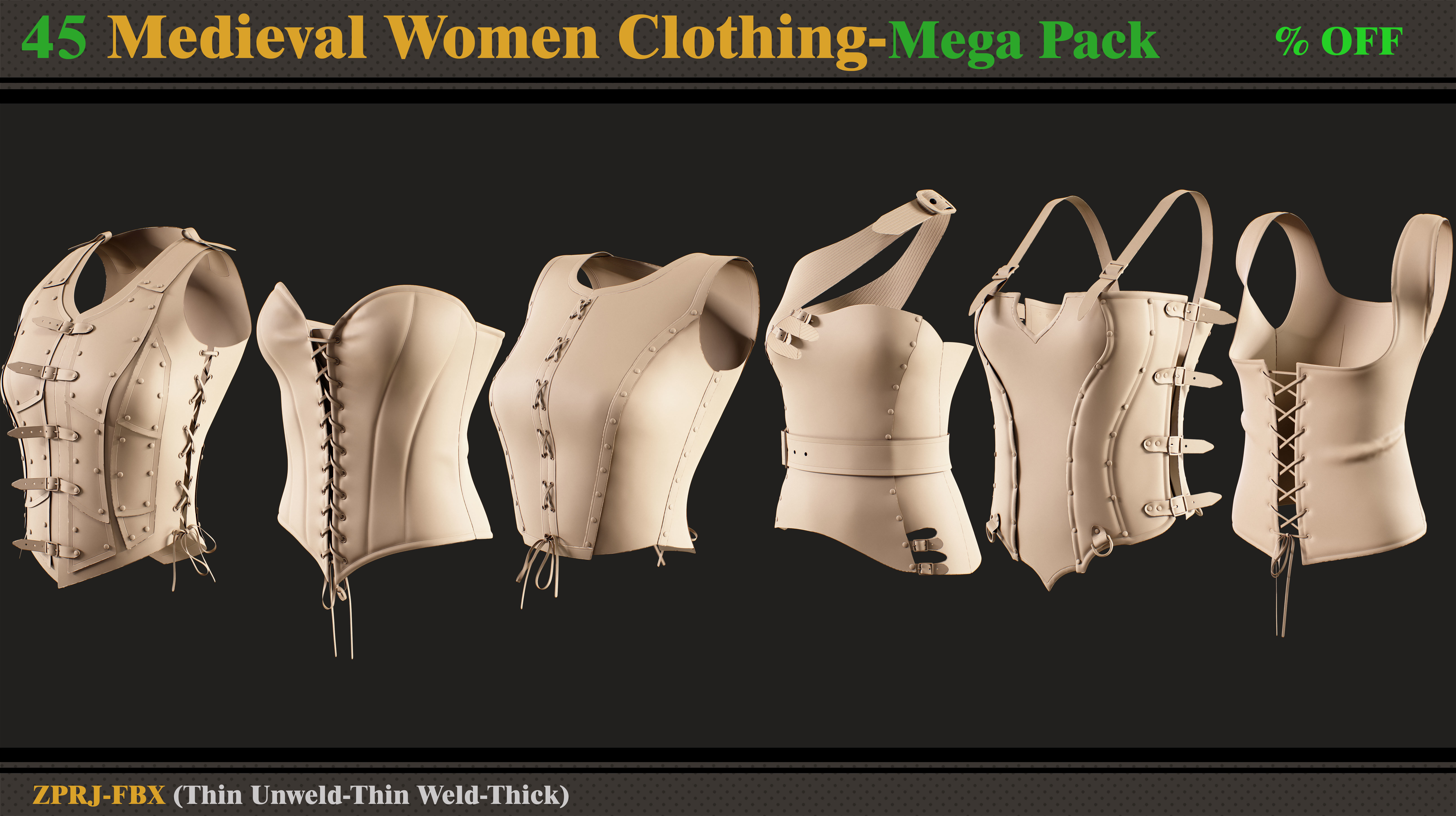 45 Medieval Women Clothing-vol 2 3D model_4