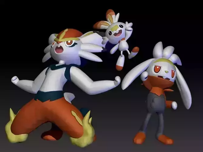 Pokemon Scorbunny Raboot Cinderace 3D print model