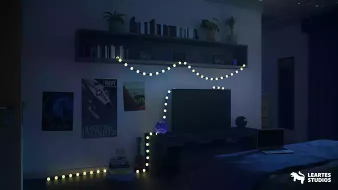 Student Apartment Interior Environment Low-poly 3D model