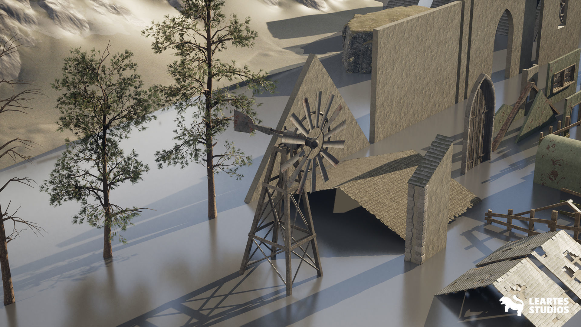 Abandoned Haunted Village Environment Low-poly 3D model_21