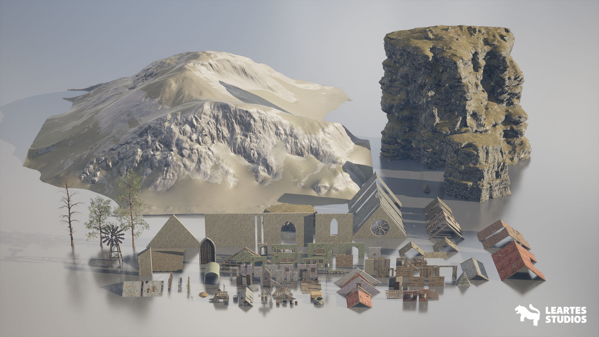 Abandoned Haunted Village Environment Low-poly 3D model_19