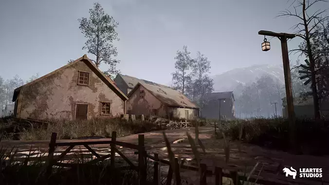 Abandoned Haunted Village Environment Low-poly 3D model