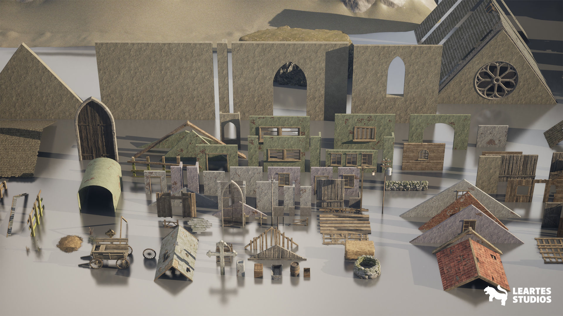 Abandoned Haunted Village Environment Low-poly 3D model_20