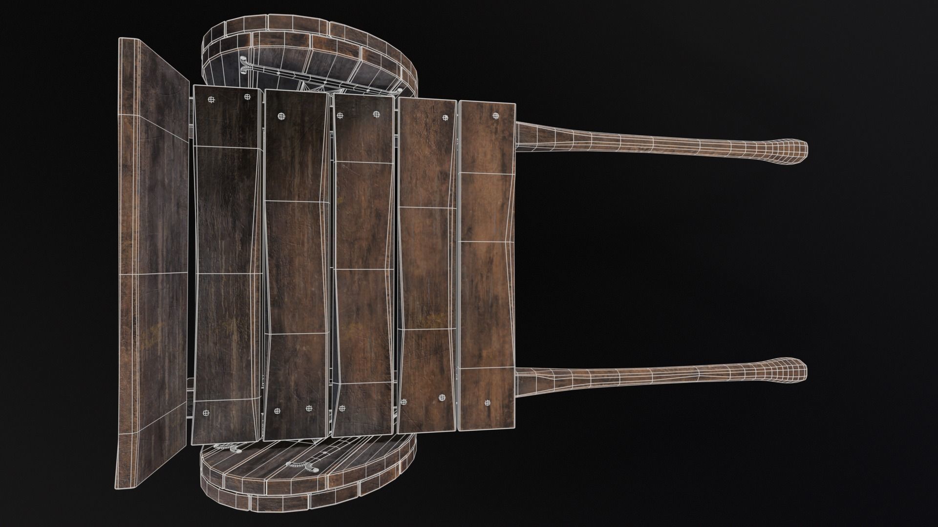 Medieval Wooden Cart Low-poly 3D model_21