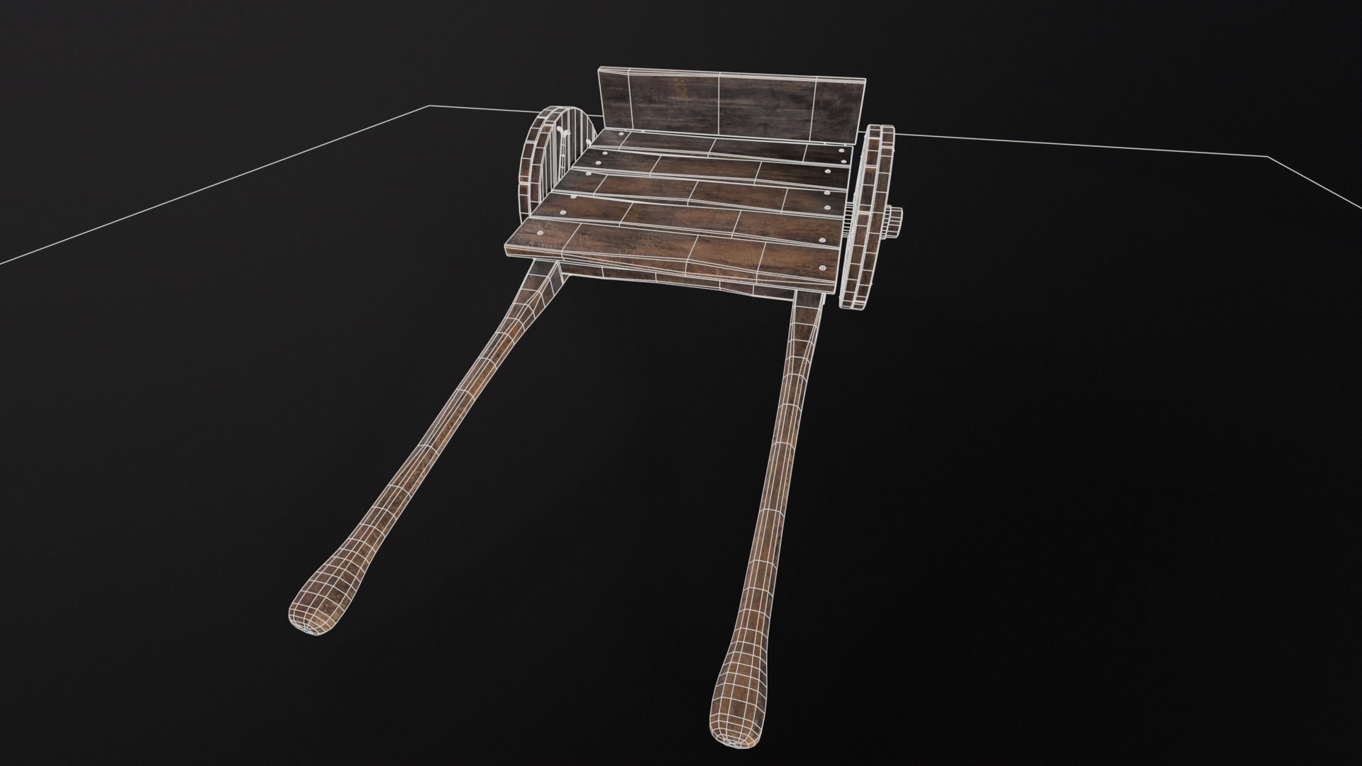Medieval Wooden Cart Low-poly 3D model_9