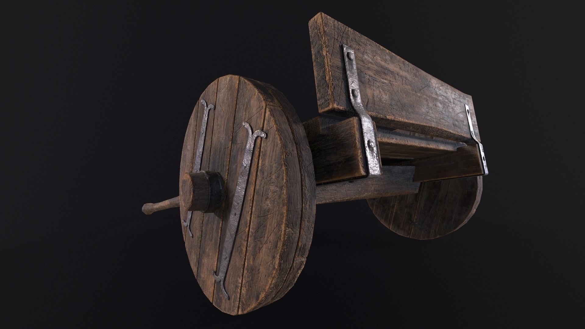 Medieval Wooden Cart Low-poly 3D model_14