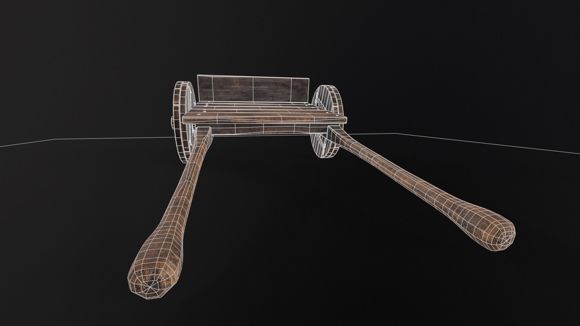 Medieval Wooden Cart Low-poly 3D model_7