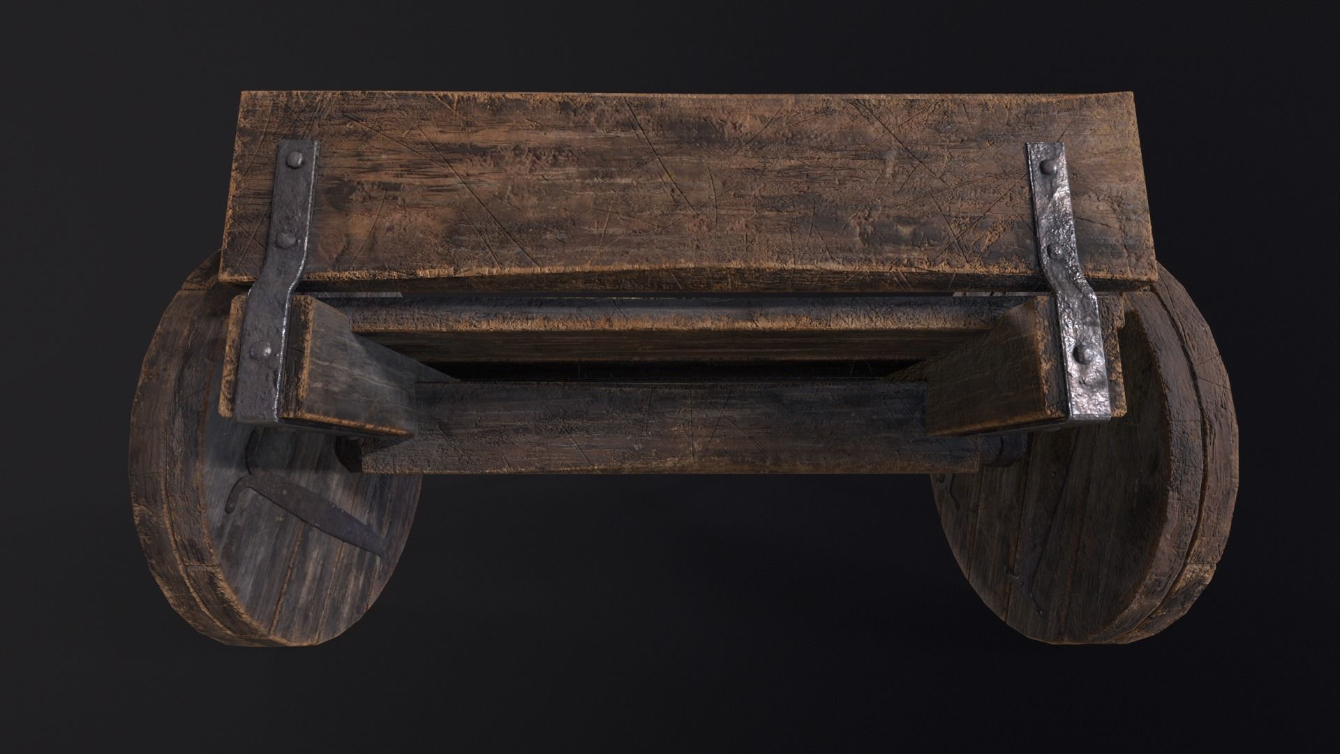 Medieval Wooden Cart Low-poly 3D model_16