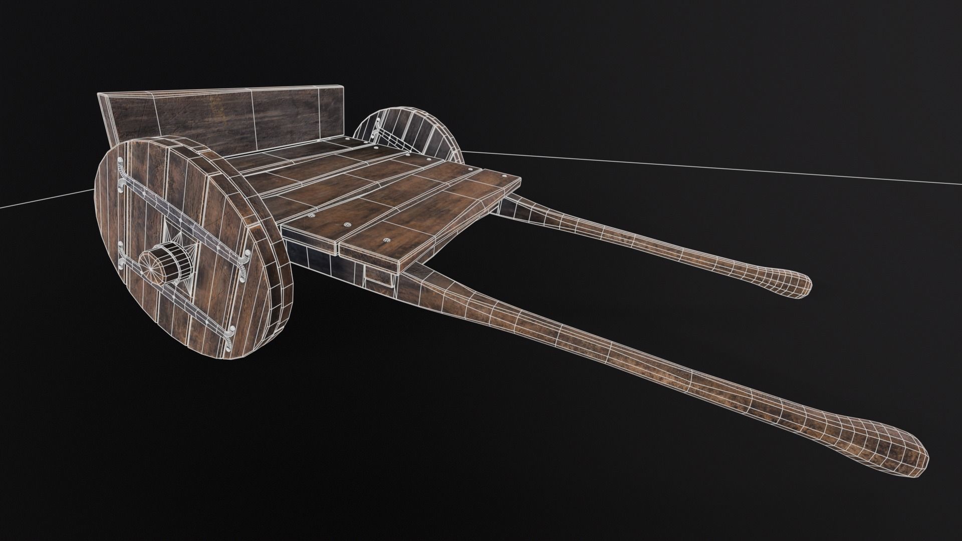 Medieval Wooden Cart Low-poly 3D model_3