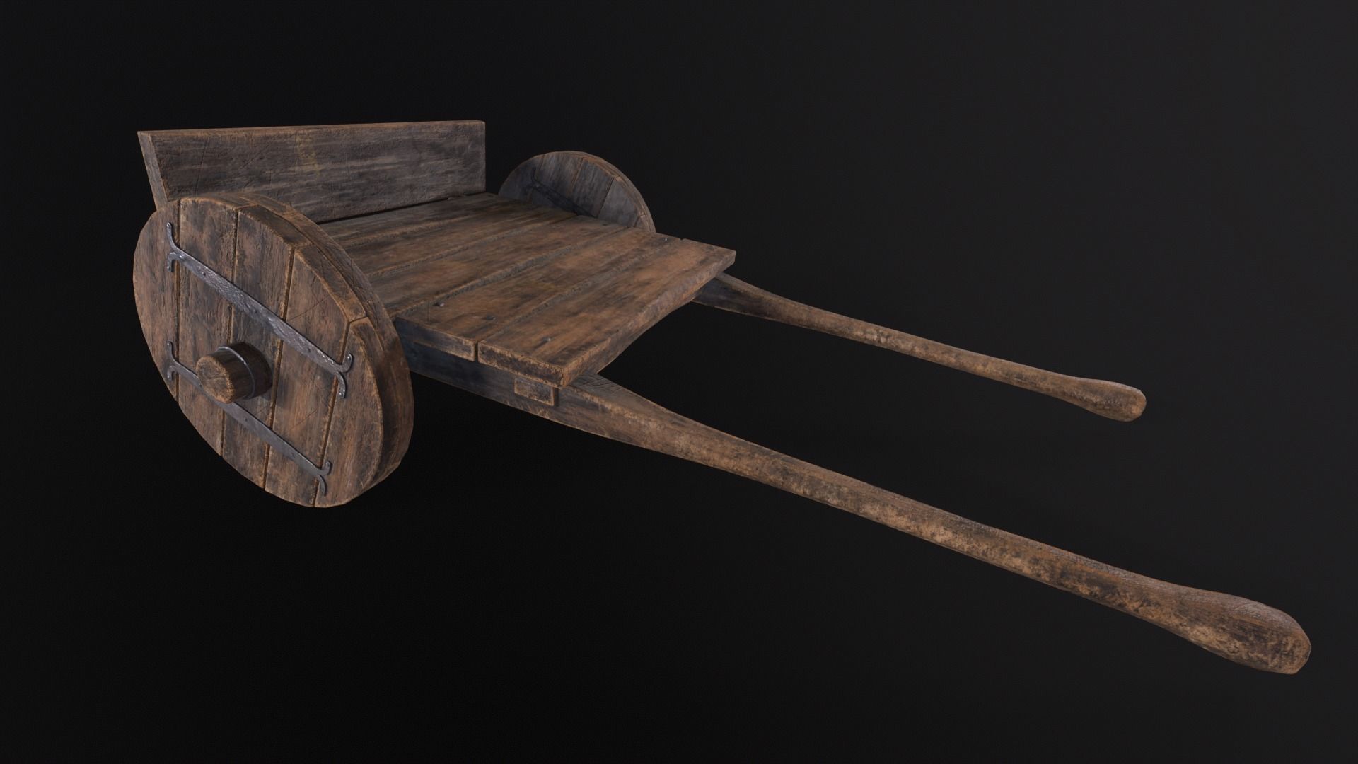 Medieval Wooden Cart Low-poly 3D model_2
