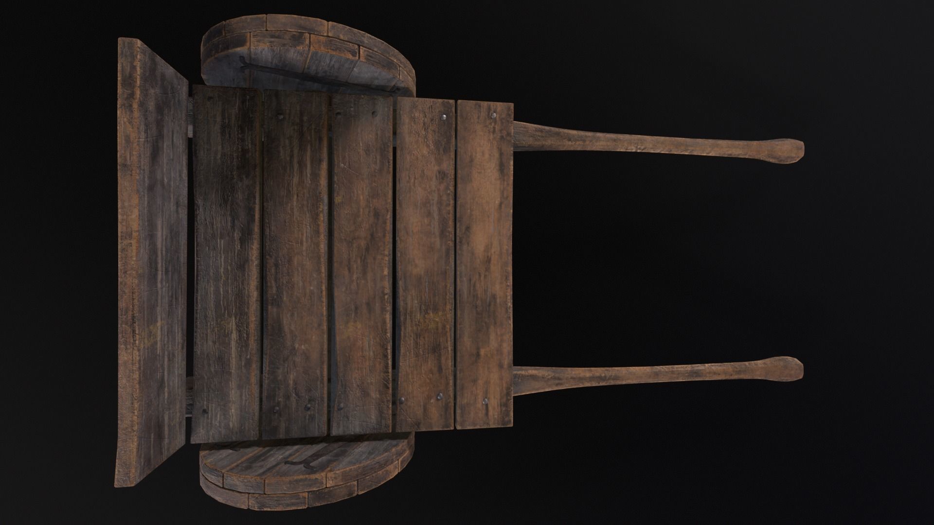 Medieval Wooden Cart Low-poly 3D model_20