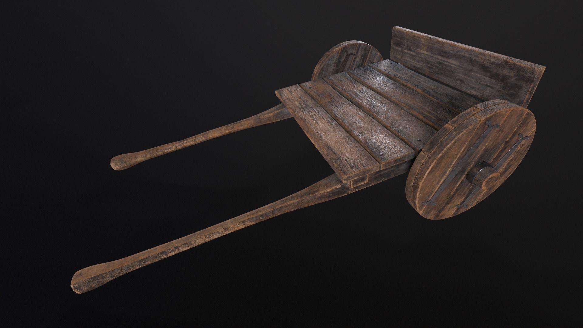 Medieval Wooden Cart Low-poly 3D model_10