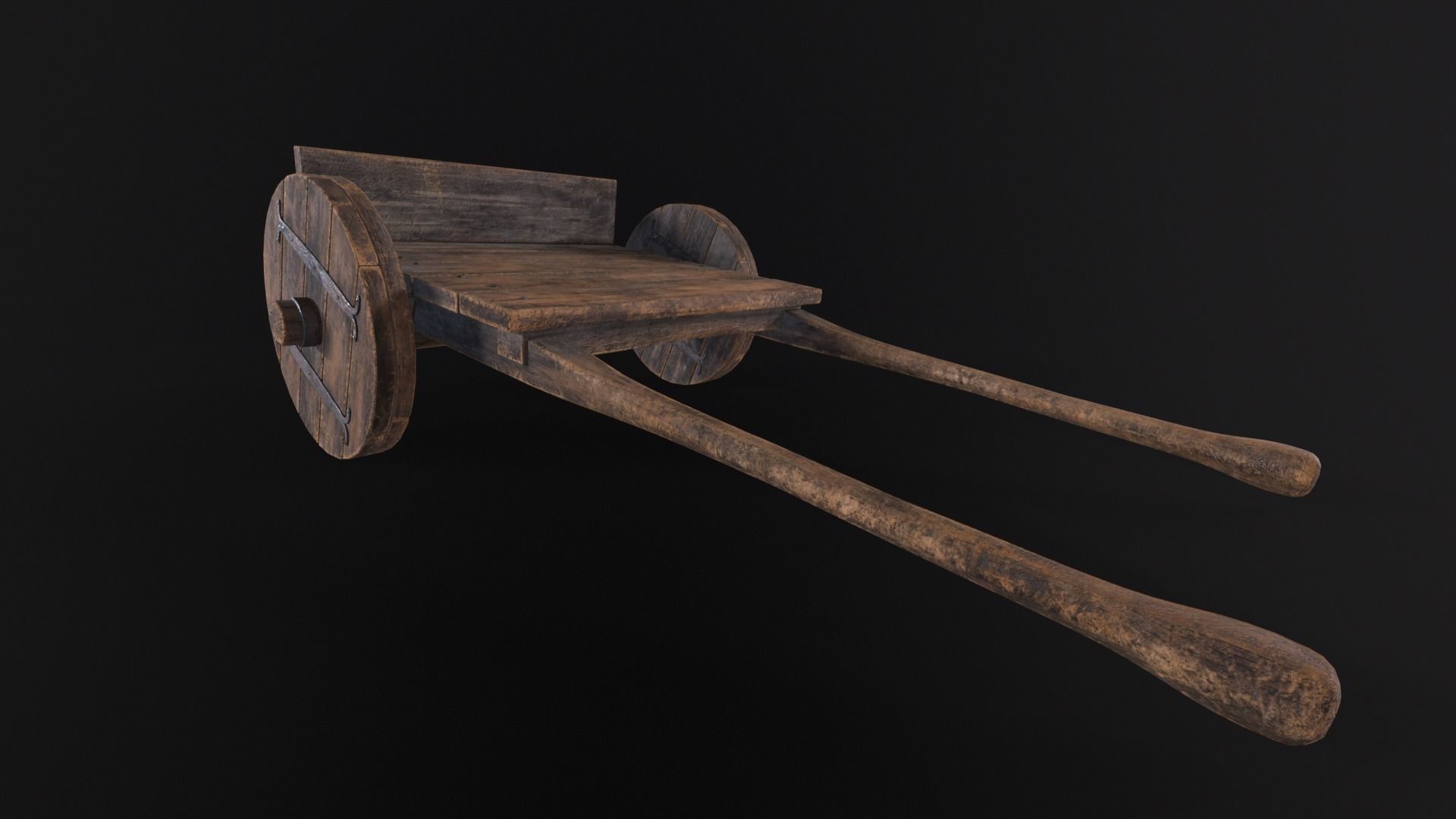 Medieval Wooden Cart Low-poly 3D model_4