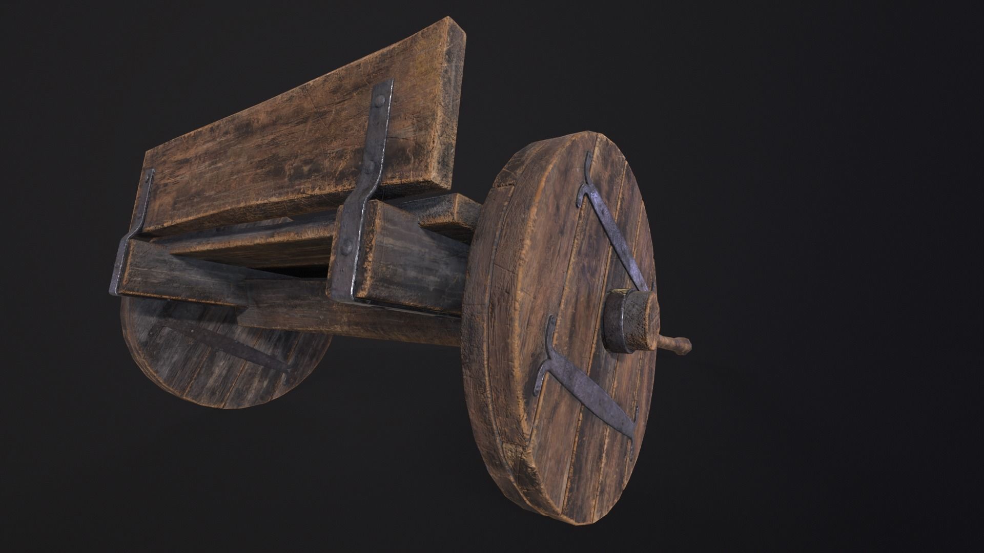 Medieval Wooden Cart Low-poly 3D model_18