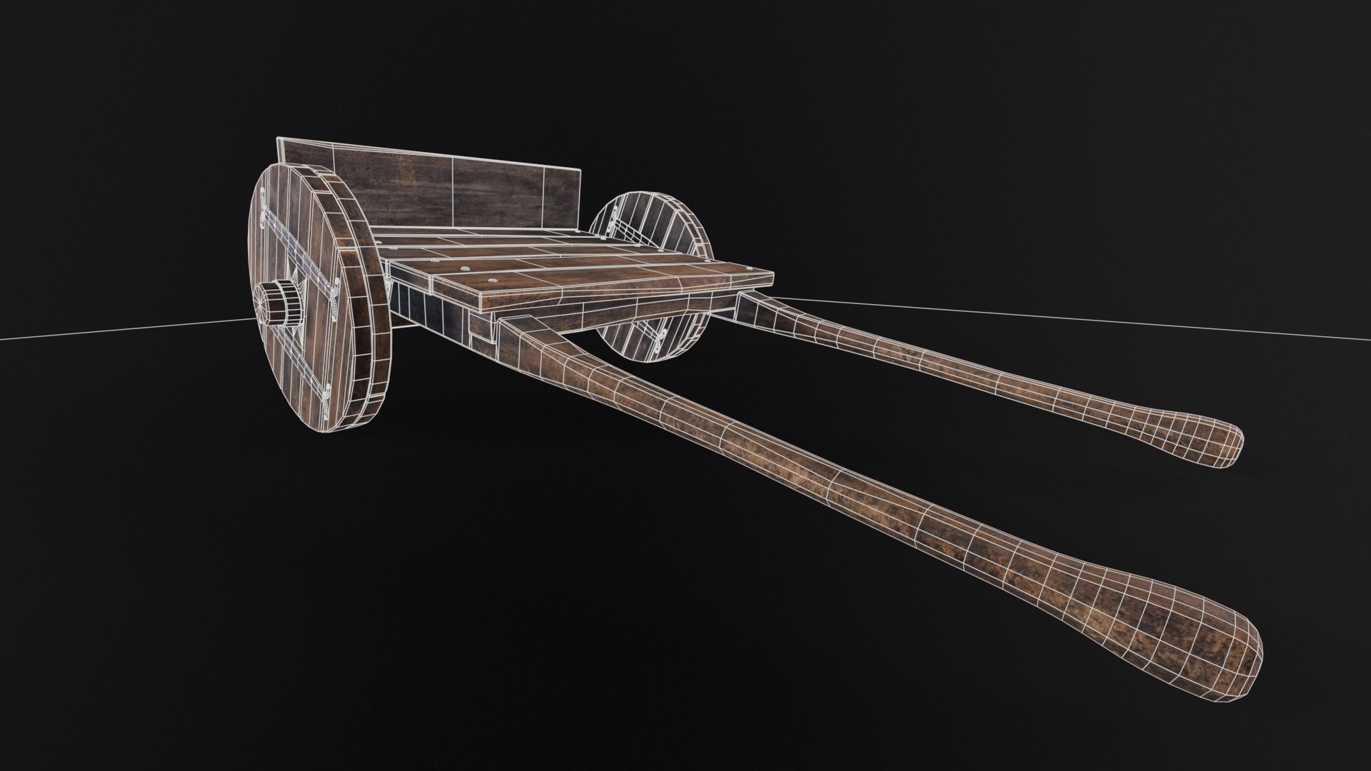 Medieval Wooden Cart Low-poly 3D model_5