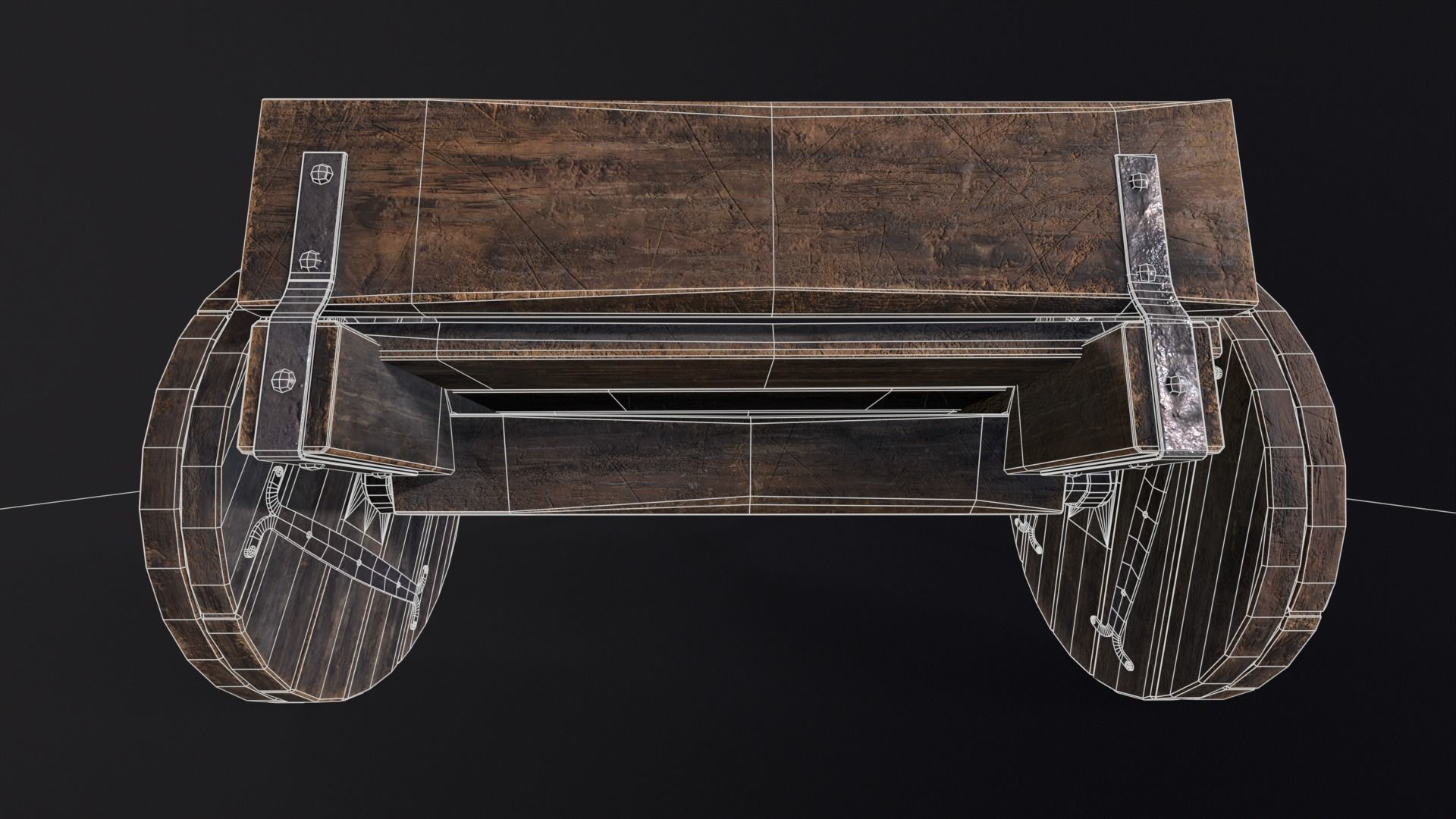 Medieval Wooden Cart Low-poly 3D model_17