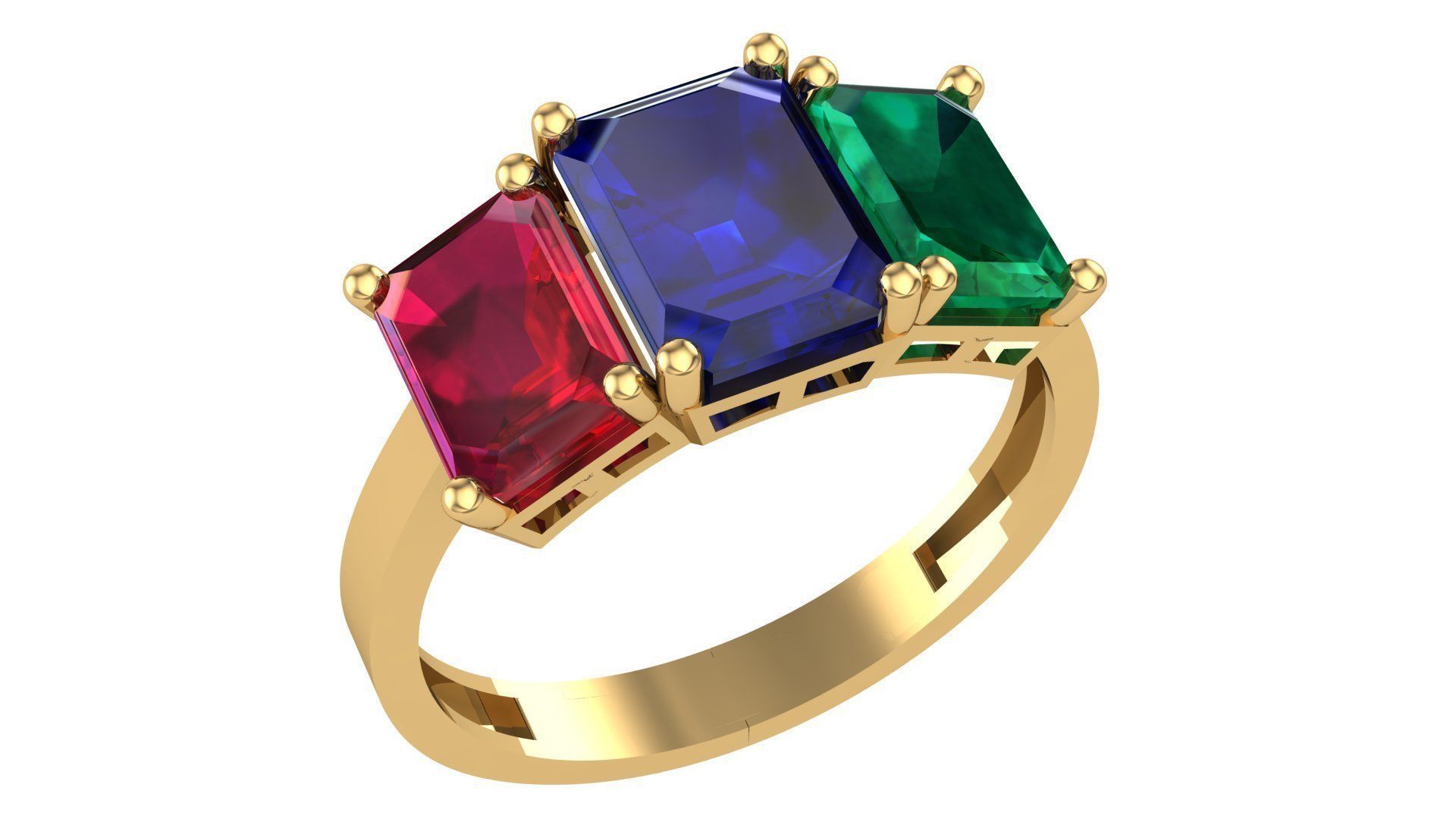 Color Gemstone Ring in 3dm Format 3D print model_22