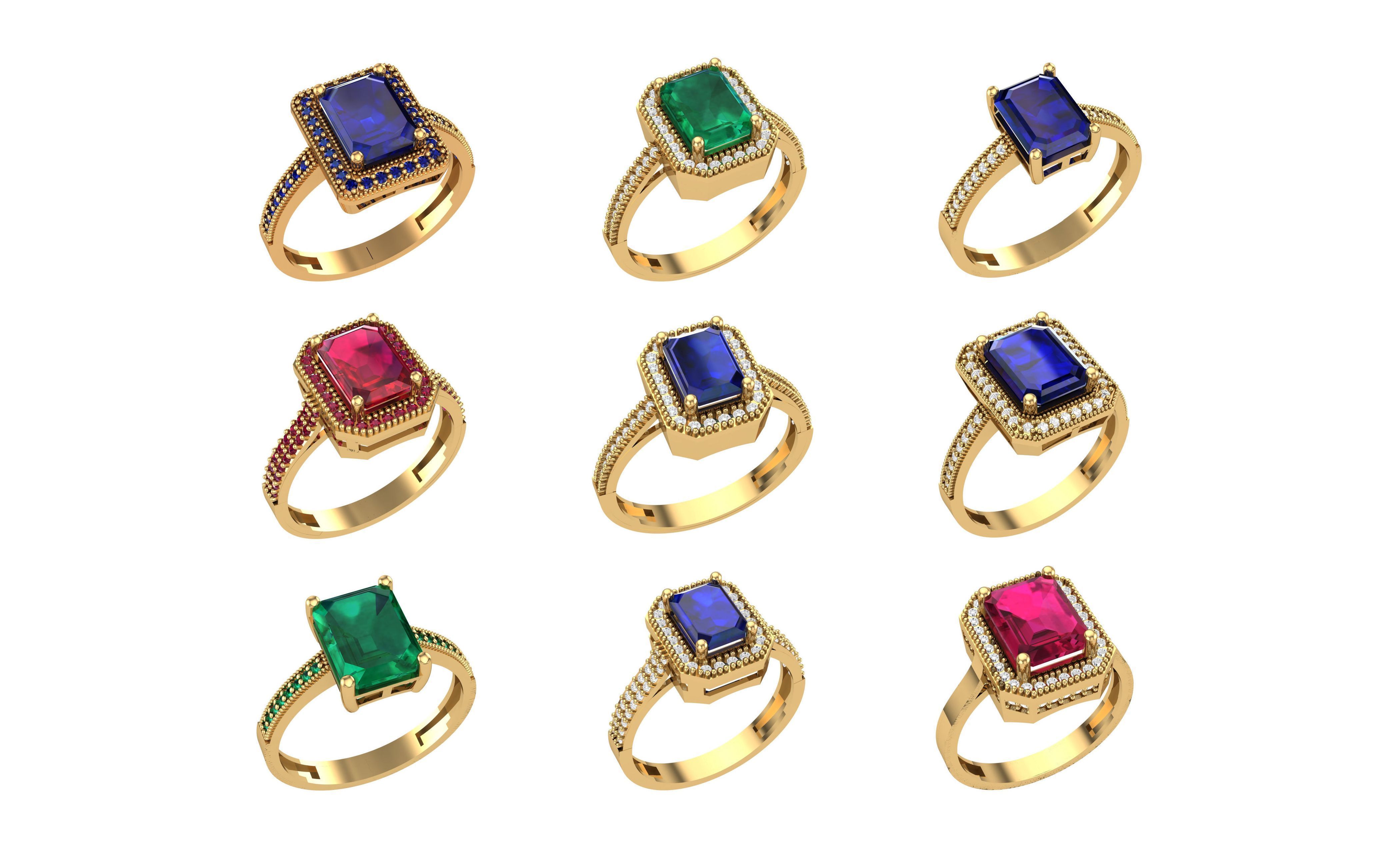 Color Gemstone Ring in 3dm Format 3D print model_53