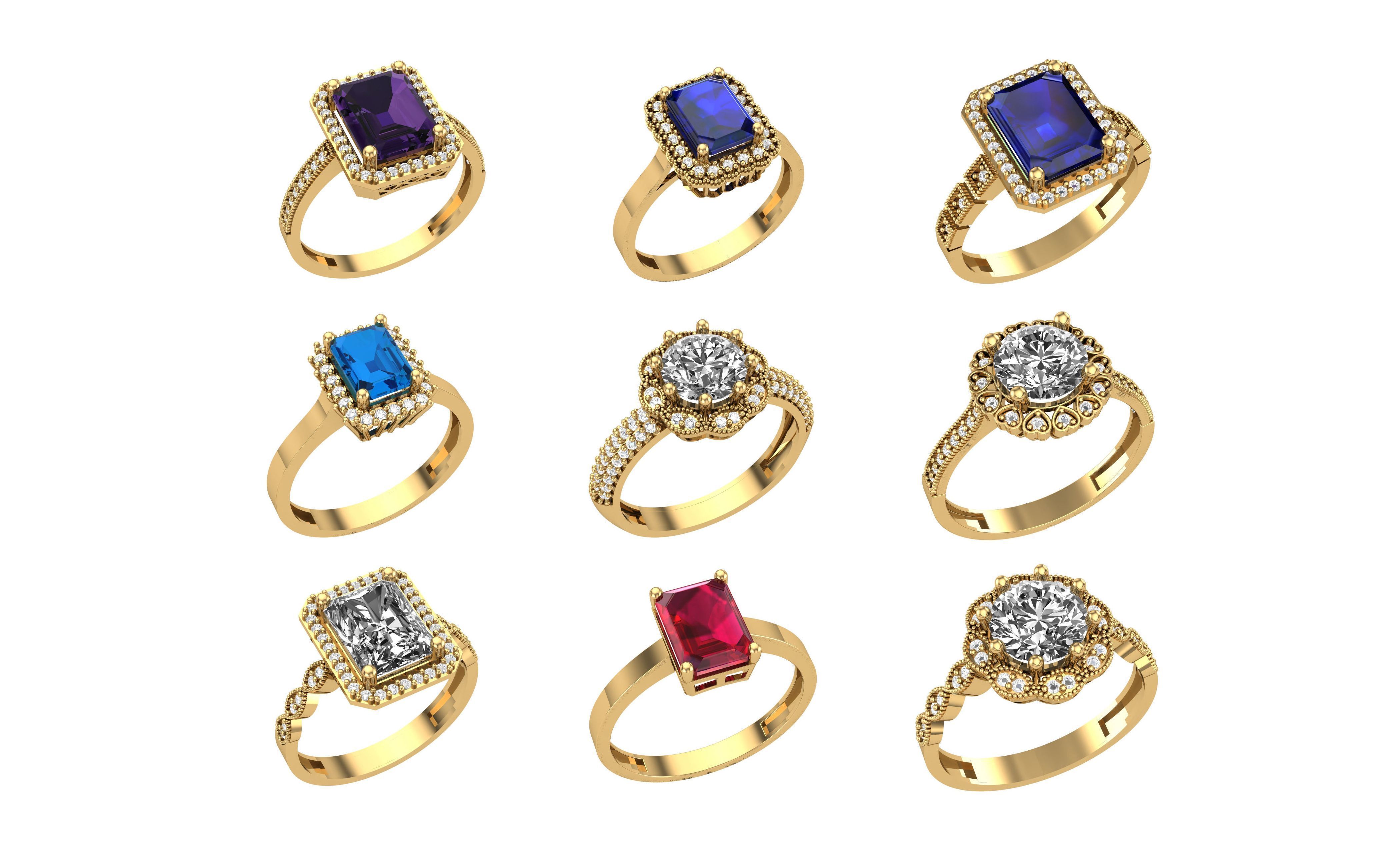 Color Gemstone Ring in 3dm Format 3D print model_42