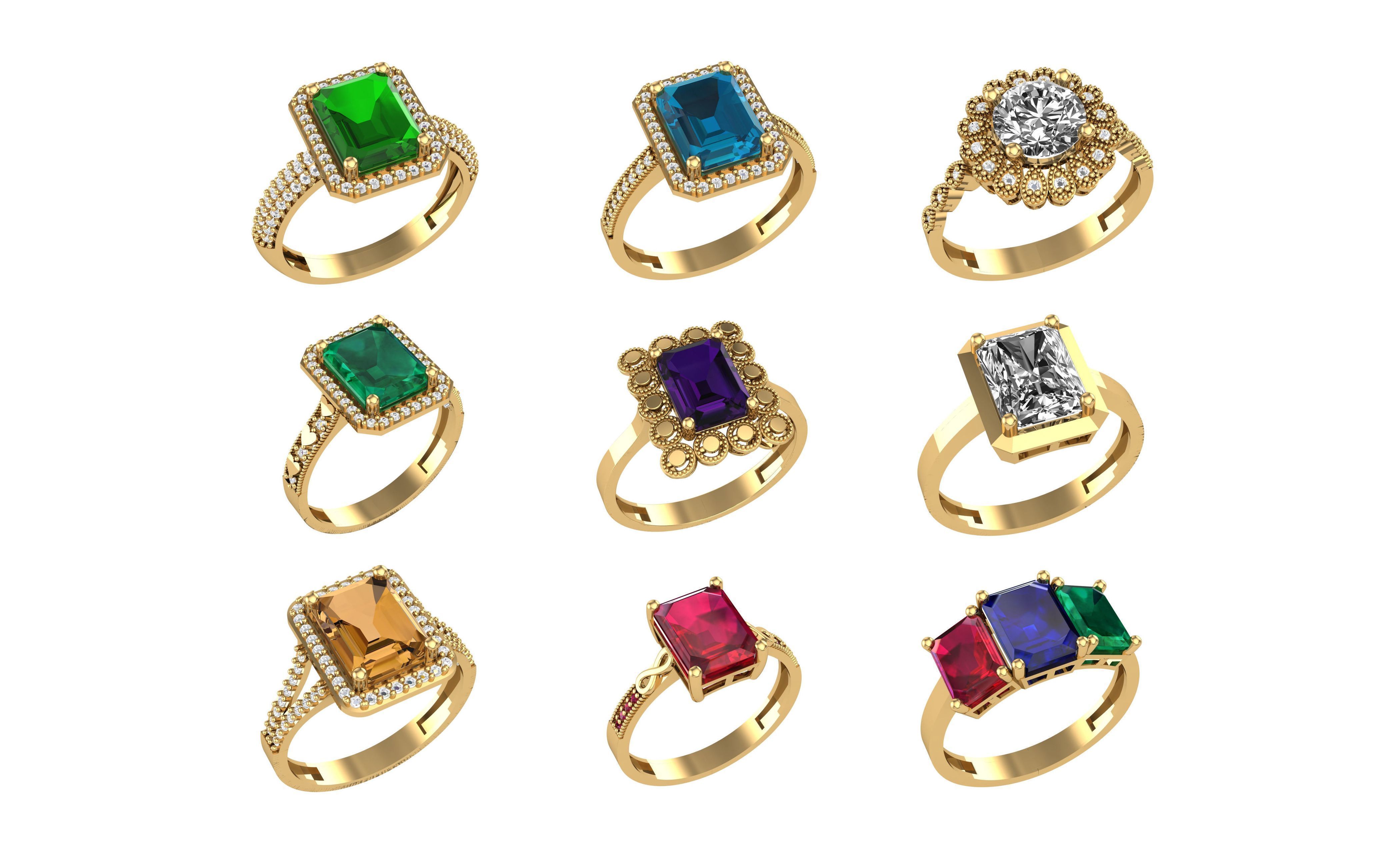 Color Gemstone Ring in 3dm Format 3D print model_52