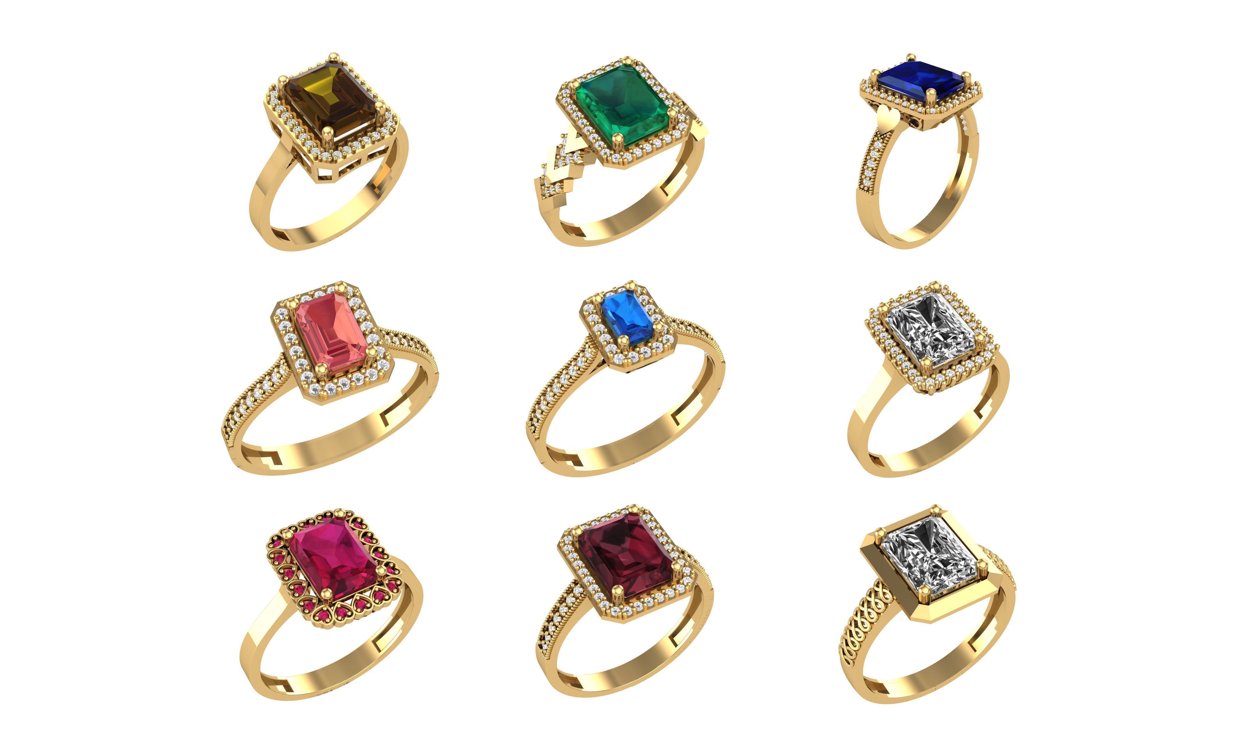 Color Gemstone Ring in 3dm Format 3D print model_51