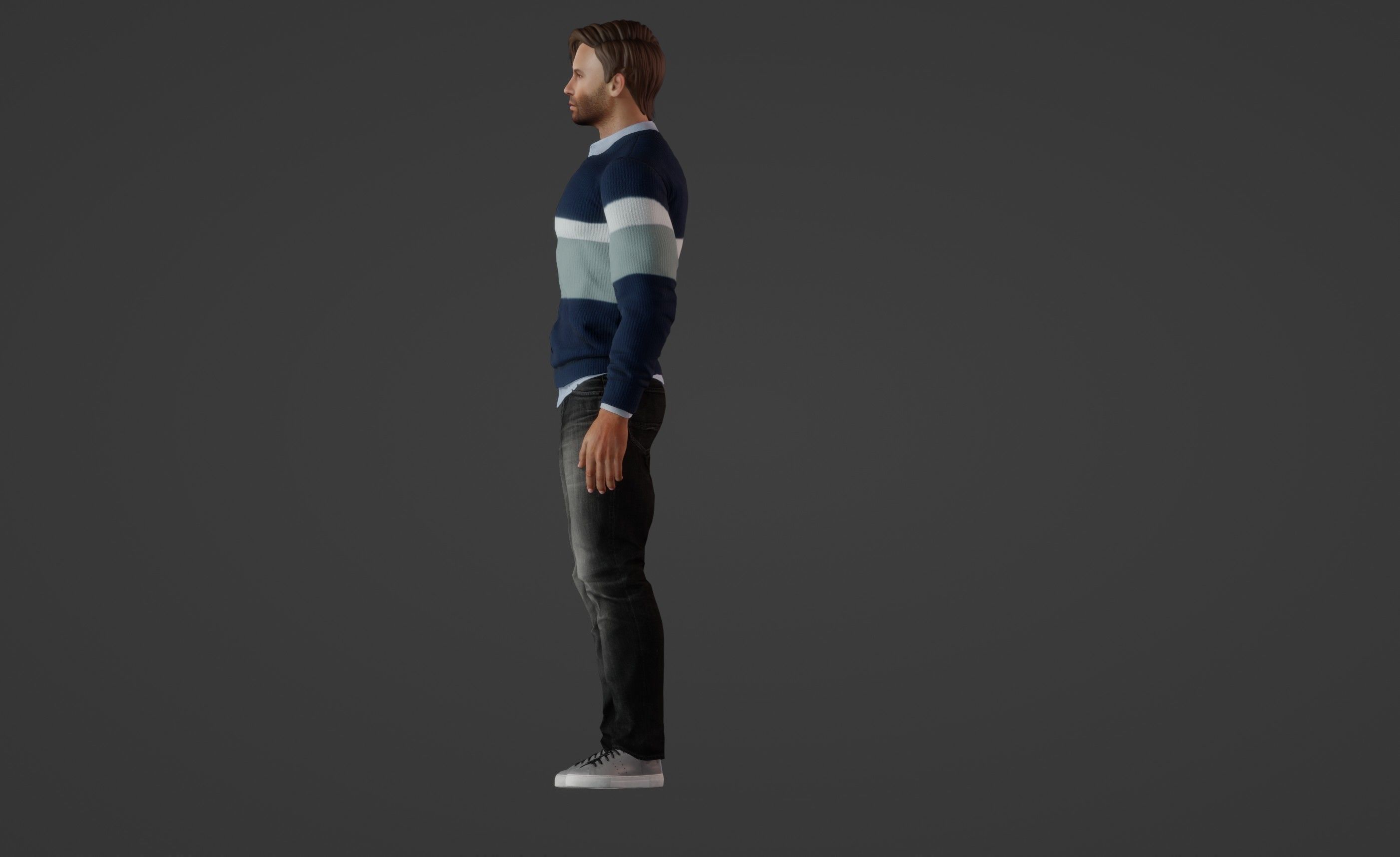 Realistic 3D Model of a 35-Year-Old Man in Blue Sweater 3D model_3