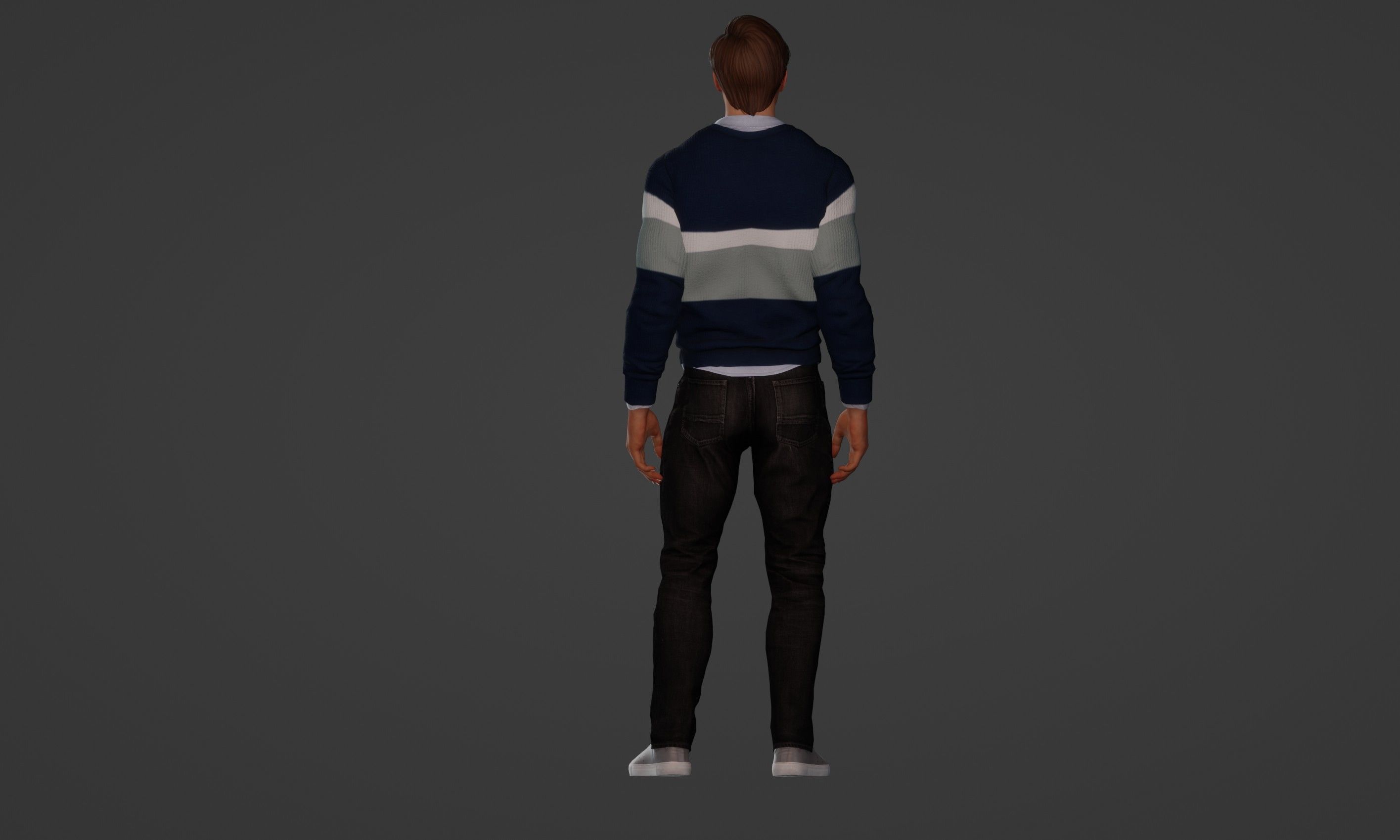 Realistic 3D Model of a 35-Year-Old Man in Blue Sweater 3D model_2
