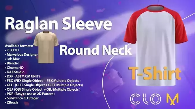 Sports Raglan Short Sleeves Tee in CLO and Marvelous Designer