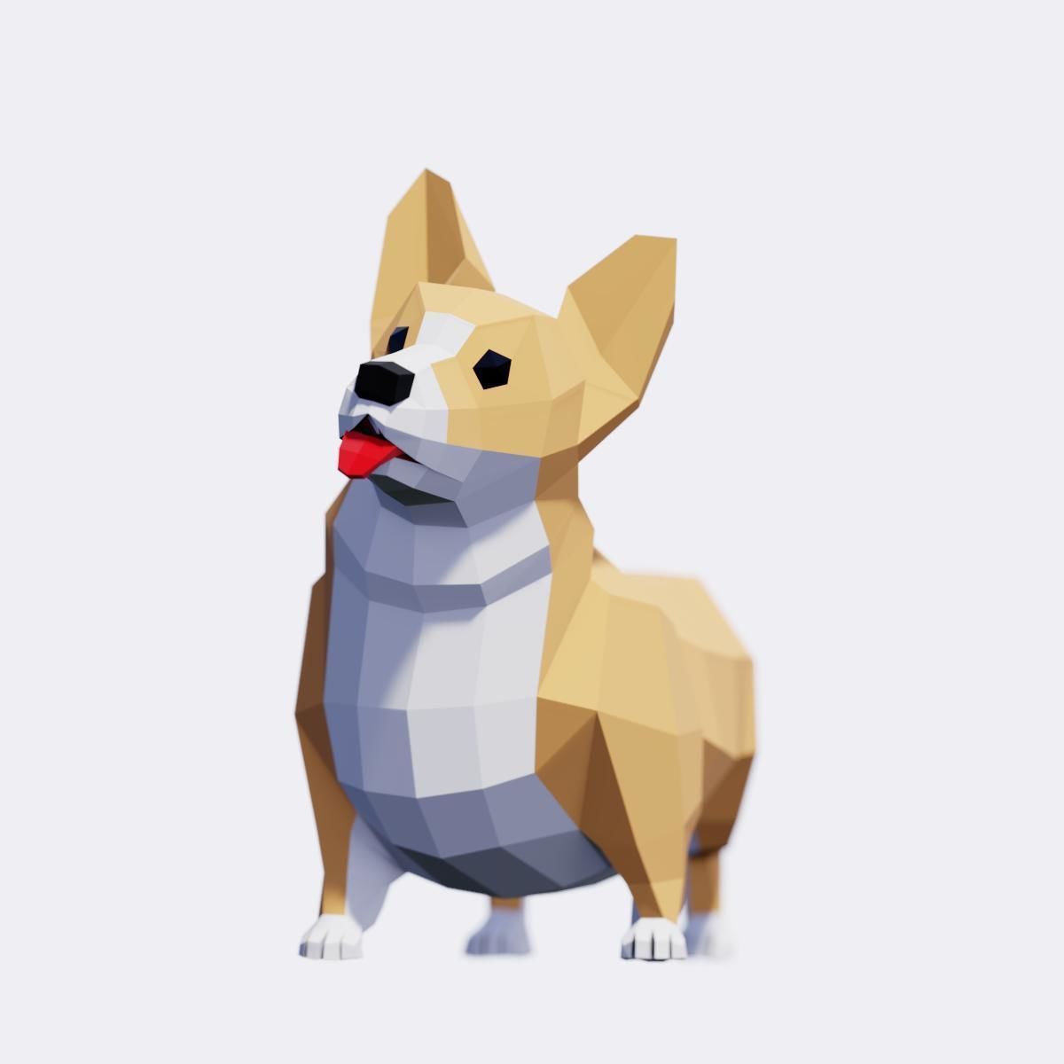 Corgi Dog Low-poly 3D model_3