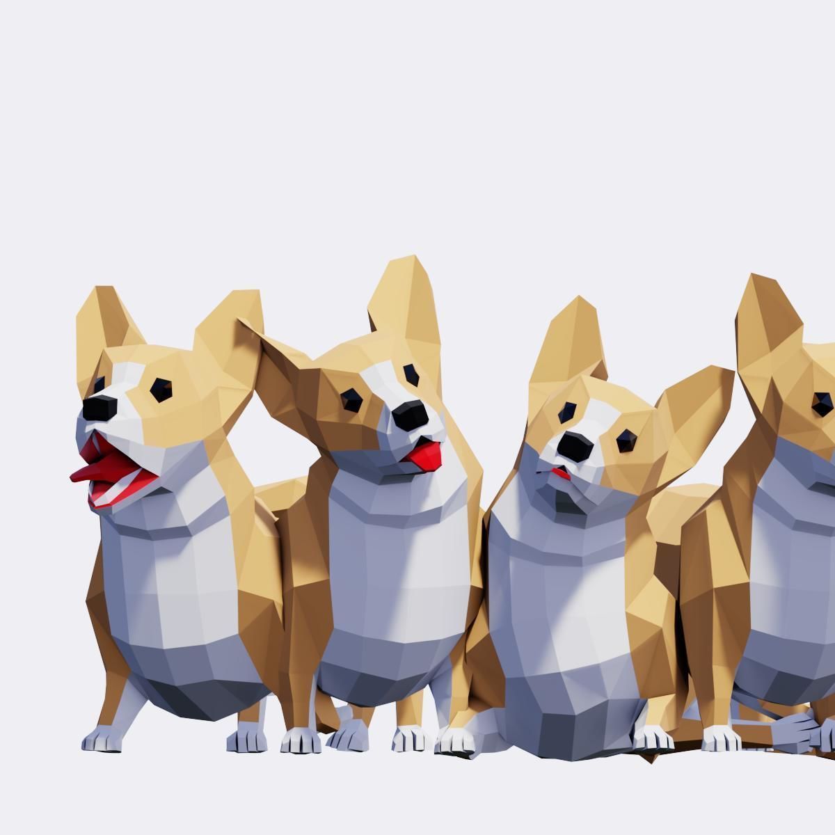Corgi Dog Low-poly 3D model_8
