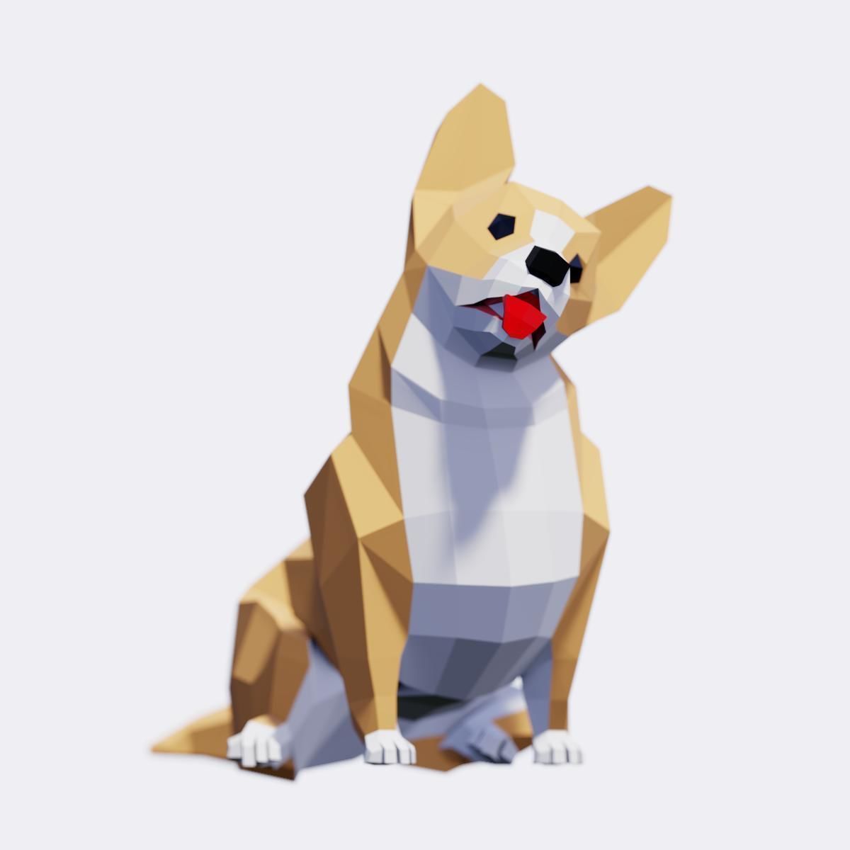 Corgi Dog Low-poly 3D model_2