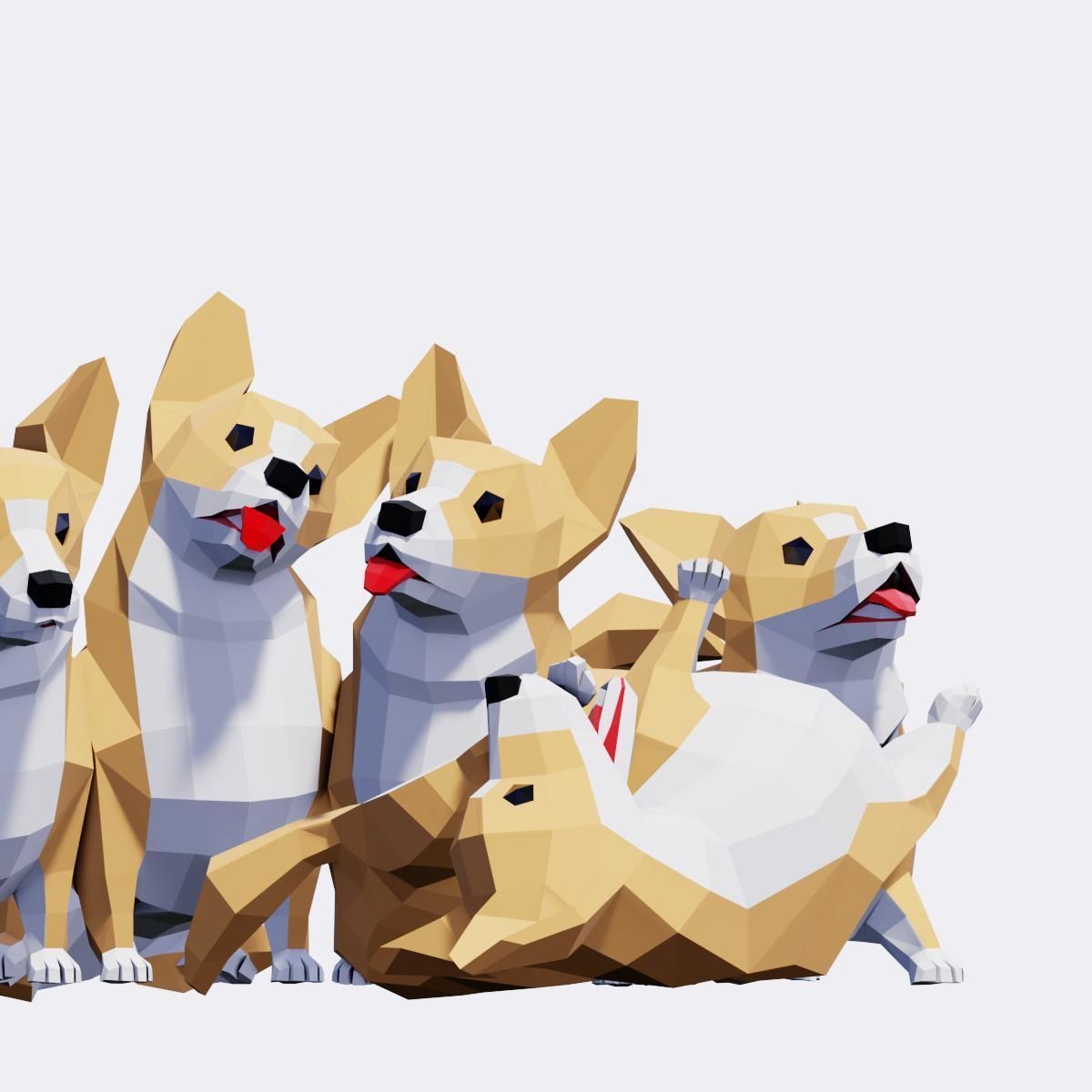 Corgi Dog Low-poly 3D model_9
