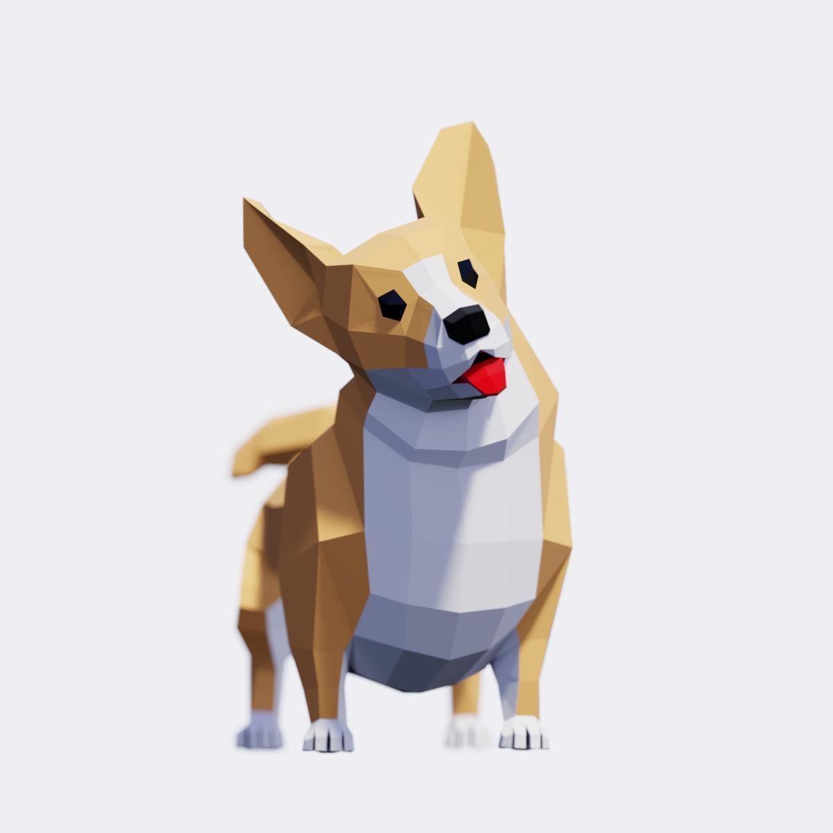 Corgi Dog Low-poly 3D model_5