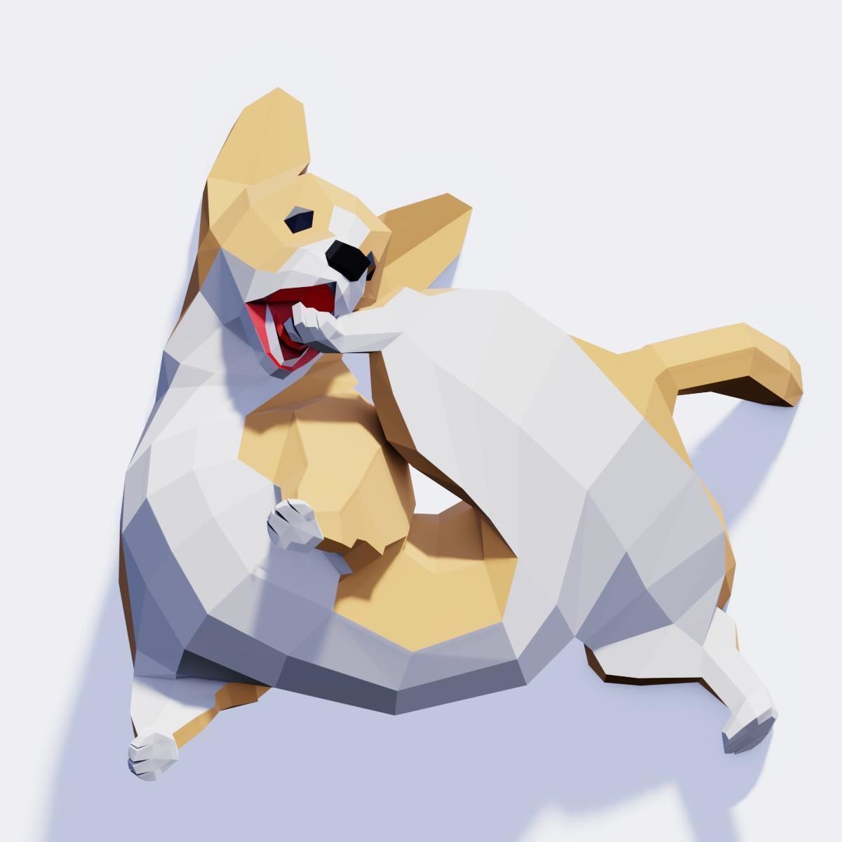 Corgi Dog Low-poly 3D model_7
