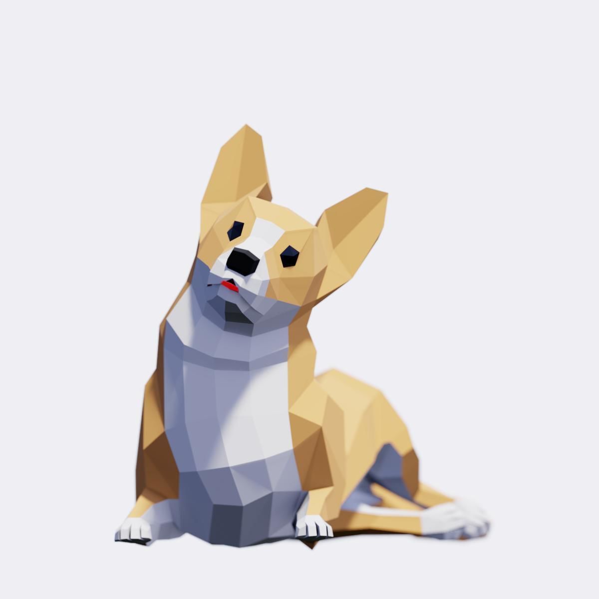 Corgi Dog Low-poly 3D model_4