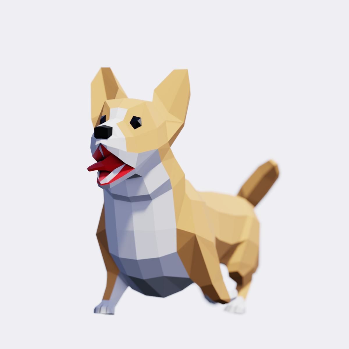 Corgi Dog Low-poly 3D model_6